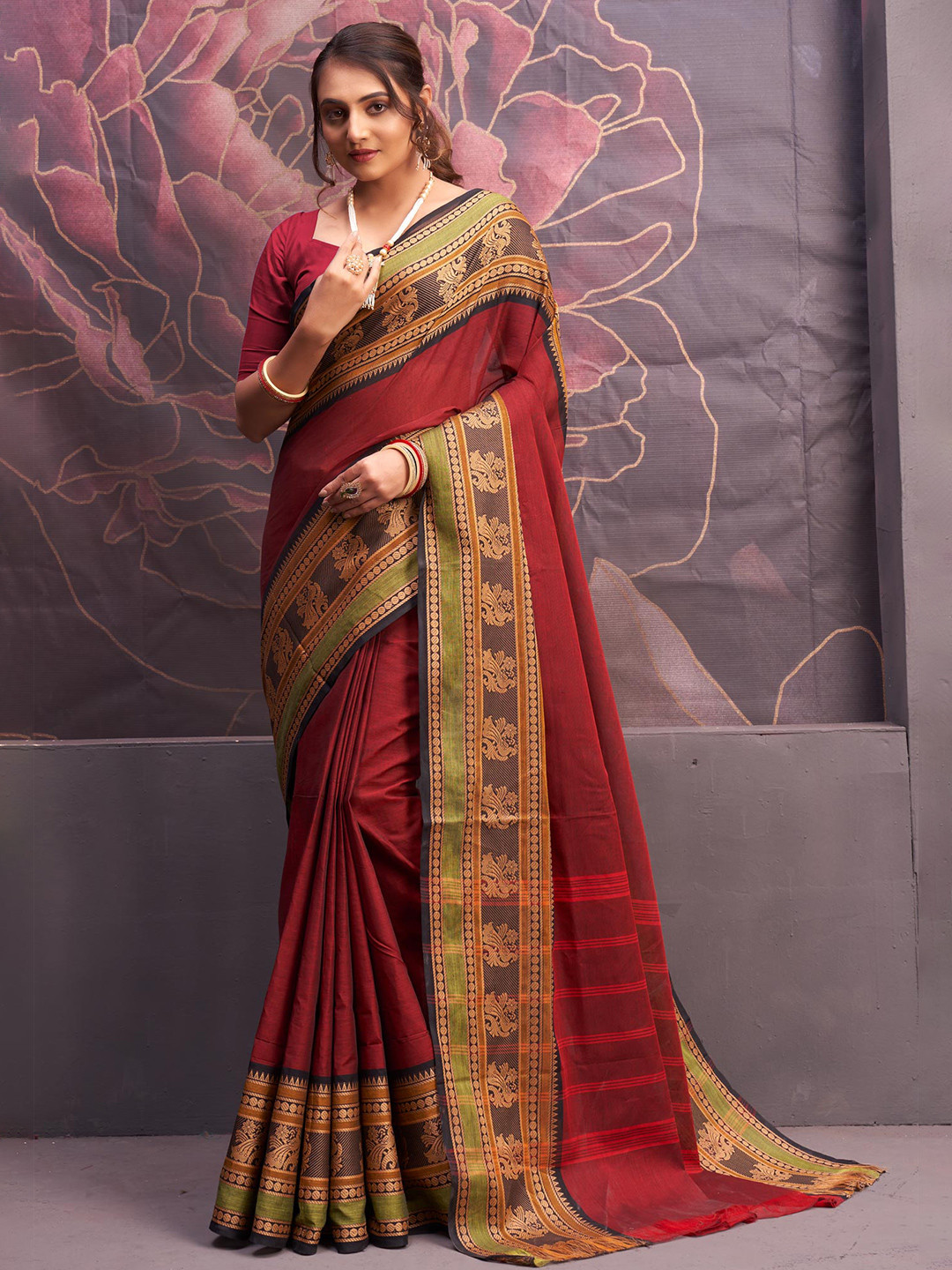 Unnati Silks Zari Pure Cotton Kanjeevaram Saree, Maroon
Unnati Silks Zari Pure Cotton Kanjeevaram Saree, Maroon
