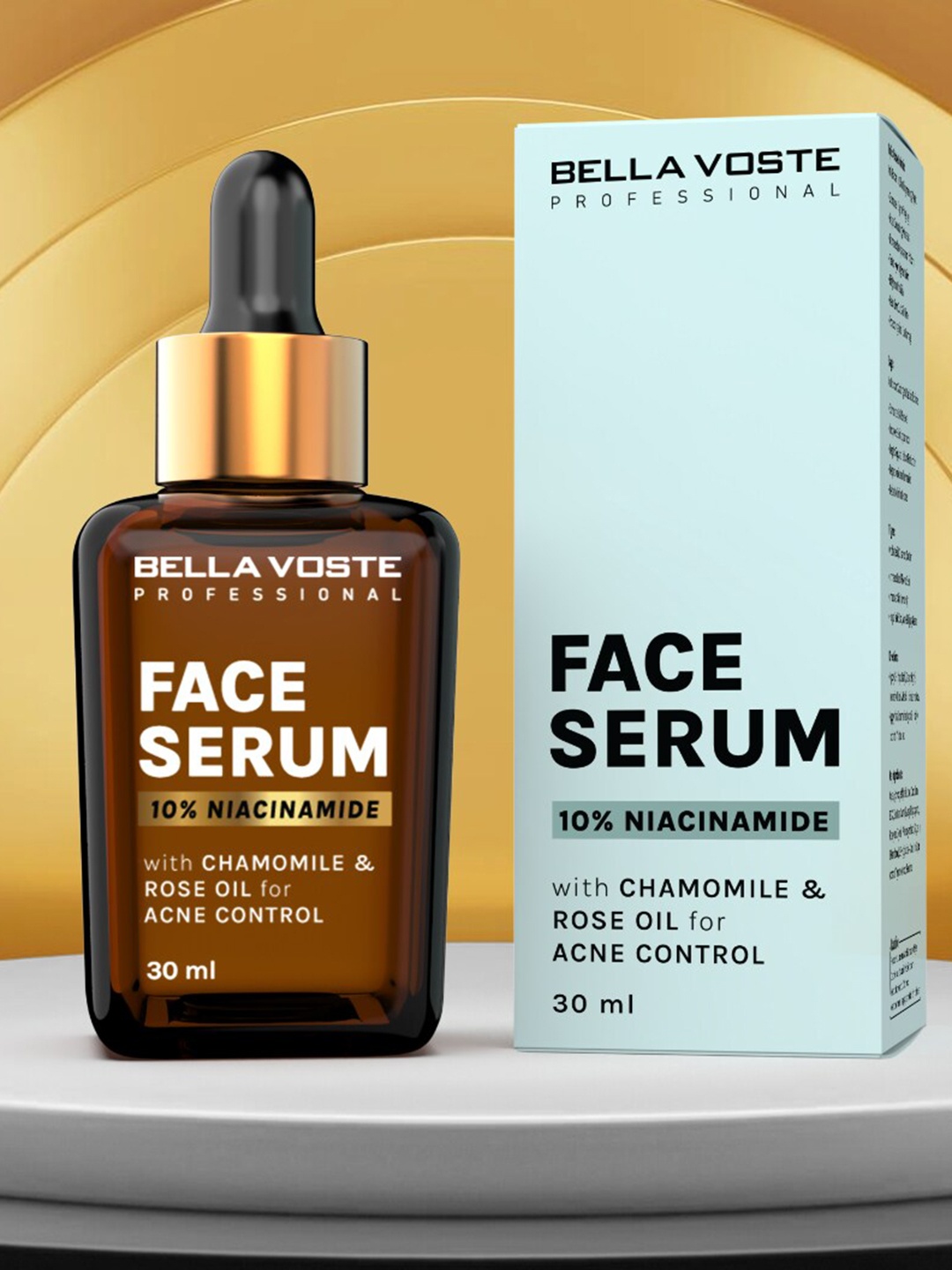 Bella Voste Professional 10% Niacinamide Face Serum with Chamomile & Rose Oil - 30 ml, Brown
Bella Voste Professional 10% Niacinamide Face Serum with Chamomile & Rose Oil - 30 ml, Brown