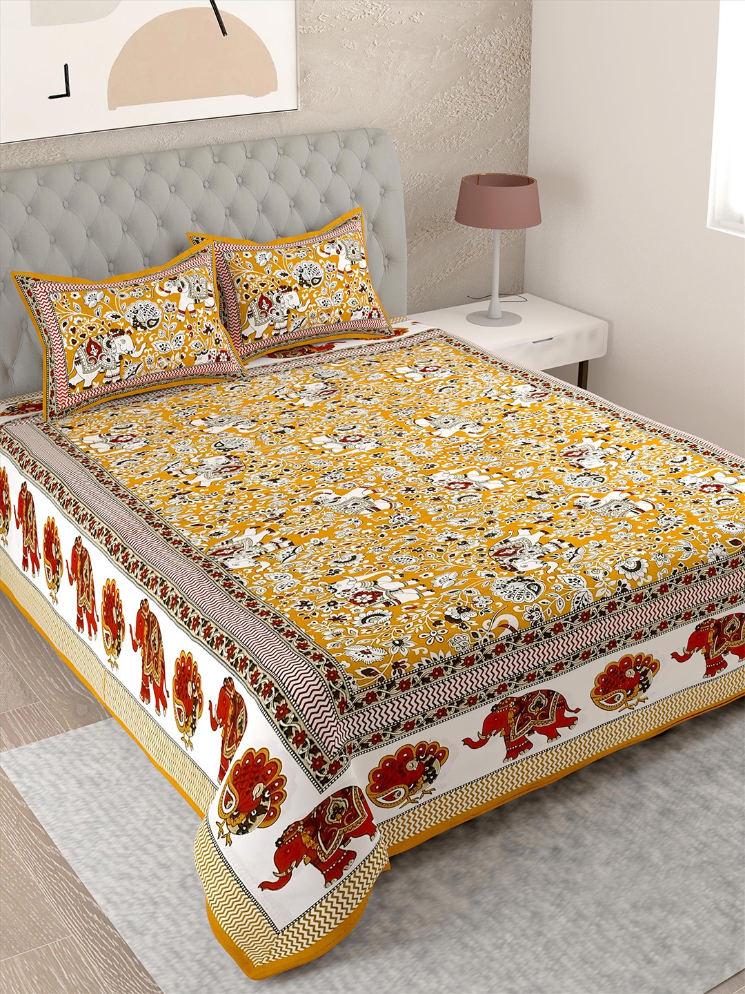 Lali Prints Brown & White Ethnic Motifs Cotton 144 TC Single Bedsheet With 2 Pillow Covers
Lali Prints Brown & White Ethnic Motifs Cotton 144 TC Single Bedsheet With 2 Pillow Covers