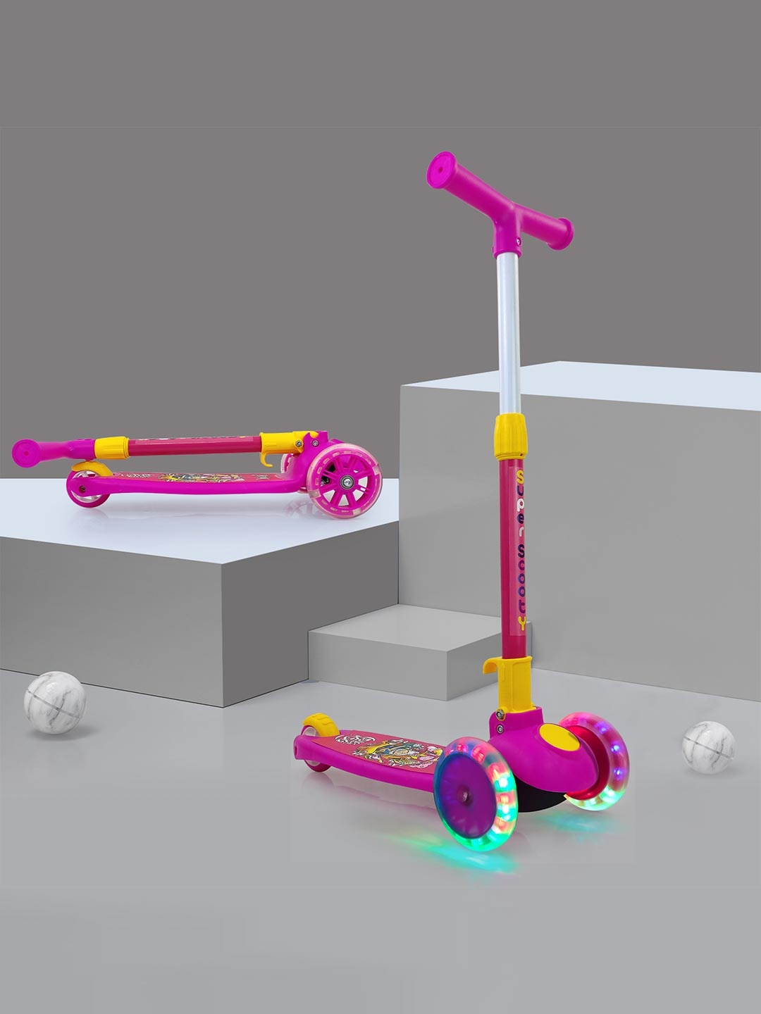 NHR Kids Adjustable Height Led Light Scooter With Wheel Side Brakes Foldable Scooter, Pink
NHR Kids Adjustable Height Led Light Scooter With Wheel Side Brakes Foldable Scooter, Pink