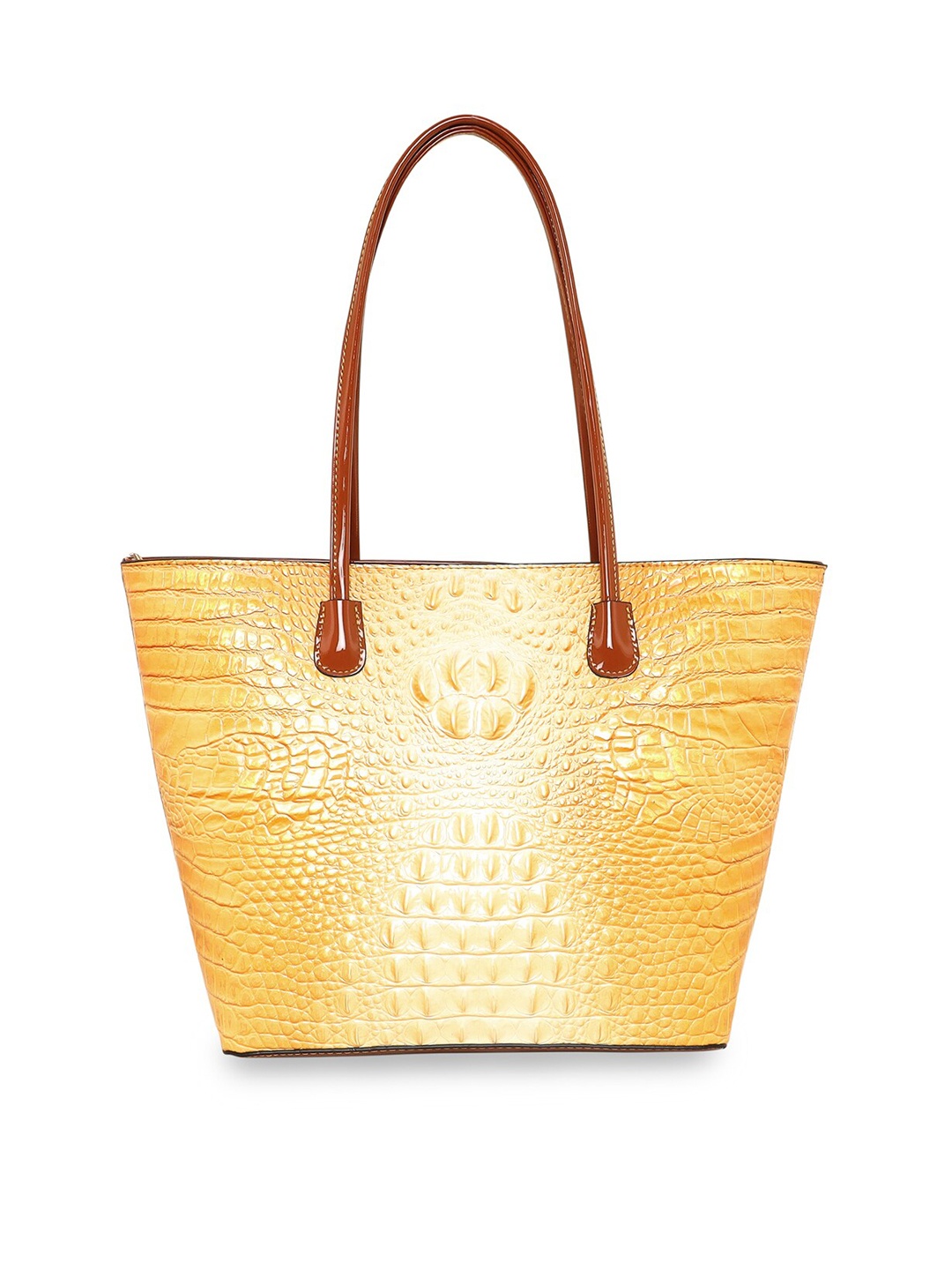 ESBEDA Textured Oversized Structured Shoulder Bag, Mustard