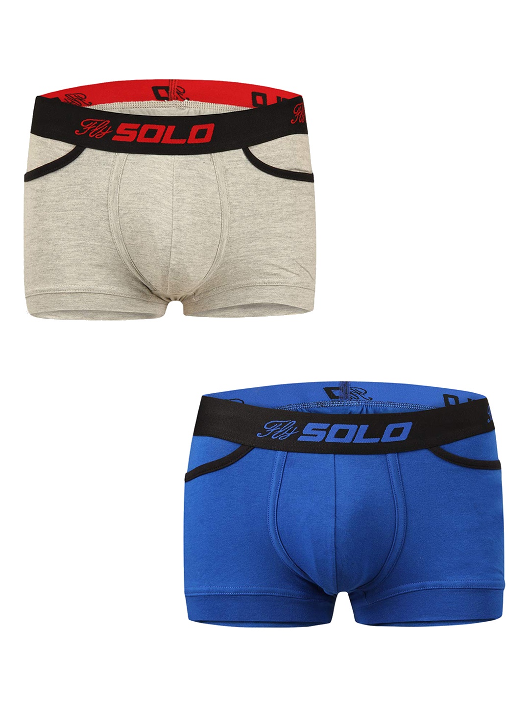 SOLO Pack Of 2 Mid-Rise Trunks Grip-Pocket-2-GreyMelange,RoyalBlue-75, Grey melange
SOLO Pack Of 2 Mid-Rise Trunks Grip-Pocket-2-GreyMelange,RoyalBlue-75, Grey melange