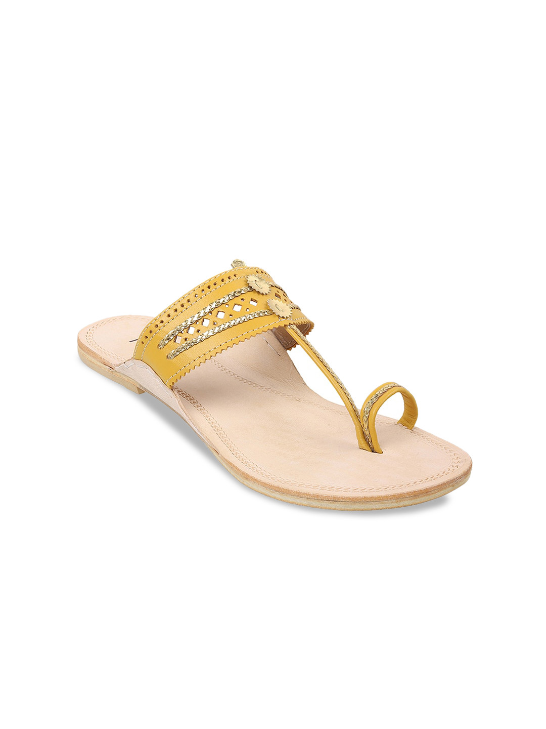 Metro Embellished Leather One Toe Flats, Yellow 
Metro Embellished Leather One Toe Flats, Yellow