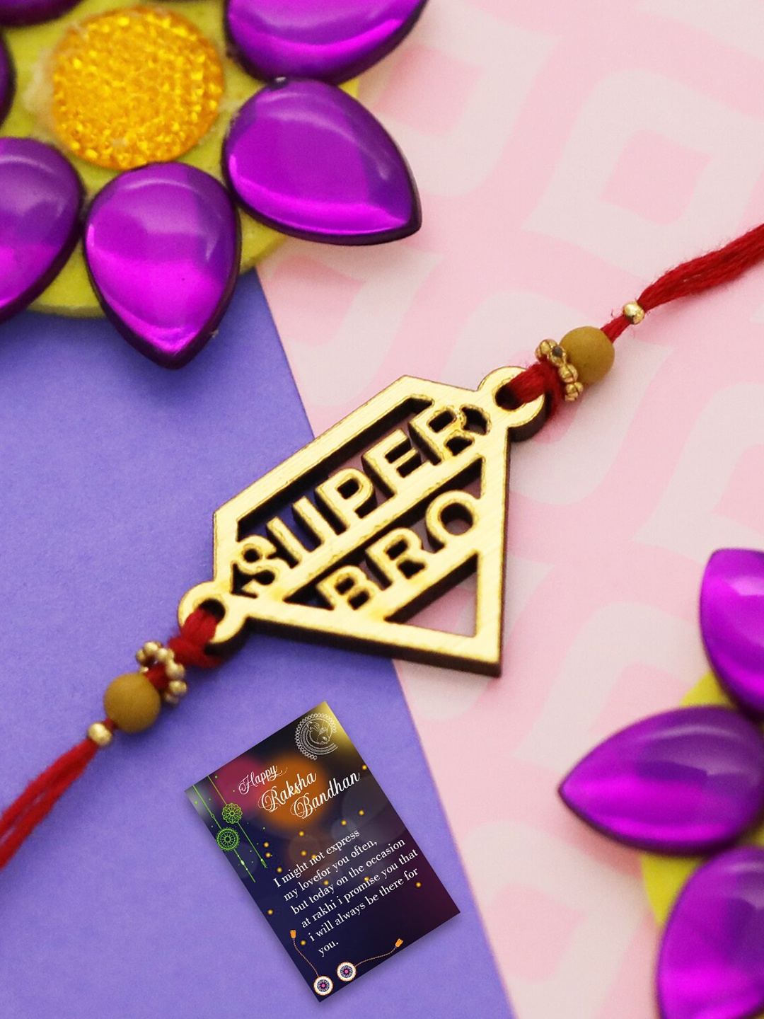 Silver Shine Unisex Set of 2 Charm & Stone-Studded Rakhi With Roli & Greeting Card, Gold
Silver Shine Unisex Set of 2 Charm & Stone-Studded Rakhi With Roli & Greeting Card, Gold