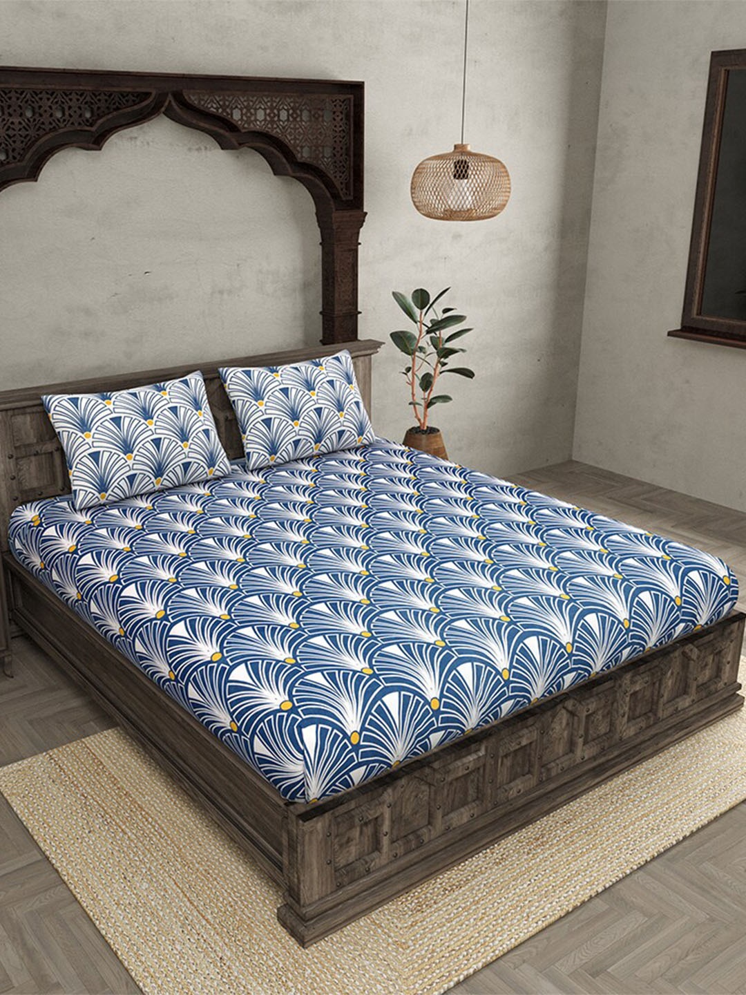 JAIPUR FABRIC Blue & White Ethnic Motifs Cotton 250 TC King Bedsheet With 2 Pillow Covers
JAIPUR FABRIC Blue & White Ethnic Motifs Cotton 250 TC King Bedsheet With 2 Pillow Covers