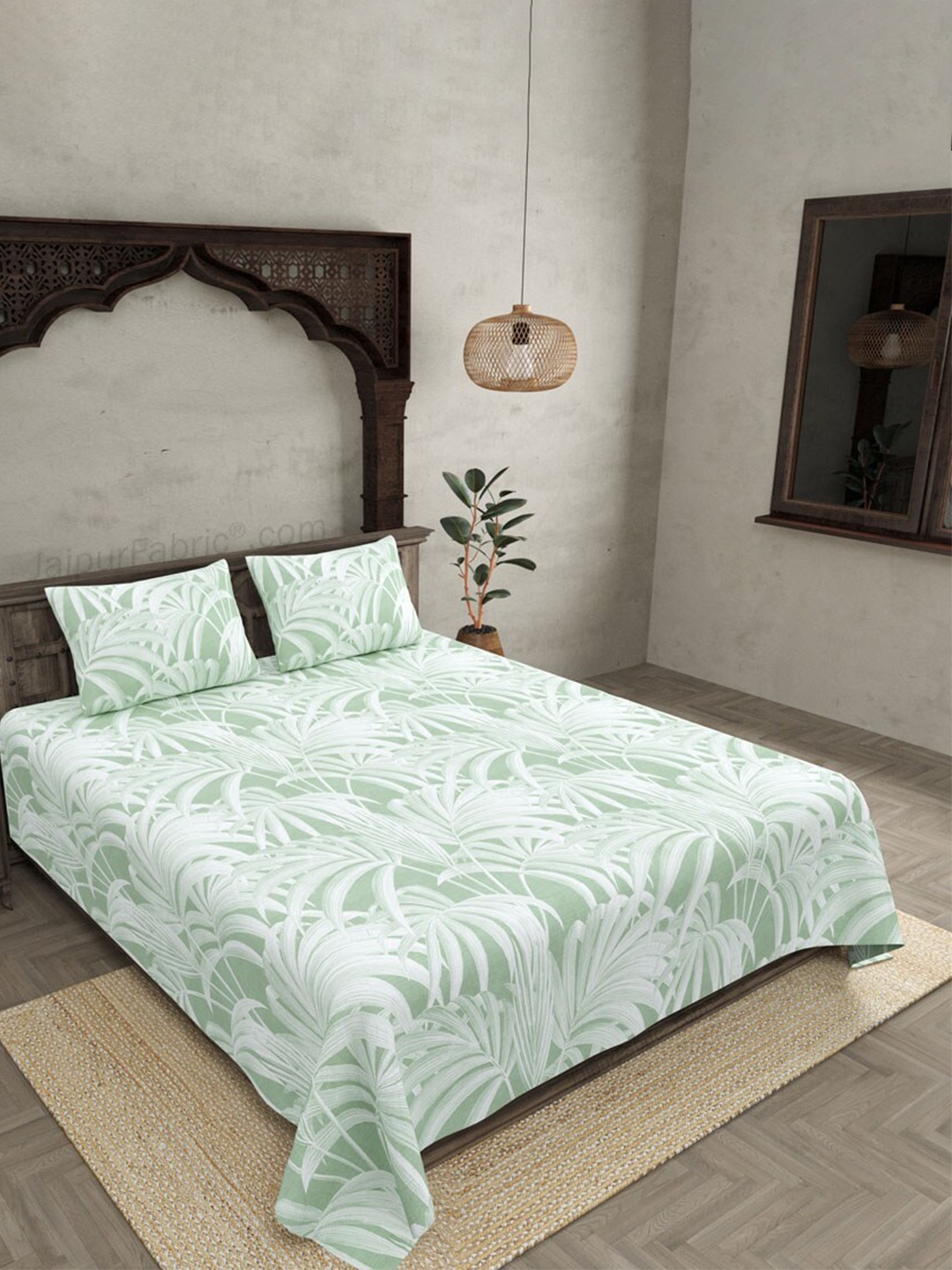 JAIPUR FABRIC Royal Fern Green & White Floral Cotton 250TC King Bedsheet & 2 Pillow Covers
JAIPUR FABRIC Royal Fern Green & White Floral Cotton 250TC King Bedsheet & 2 Pillow Covers