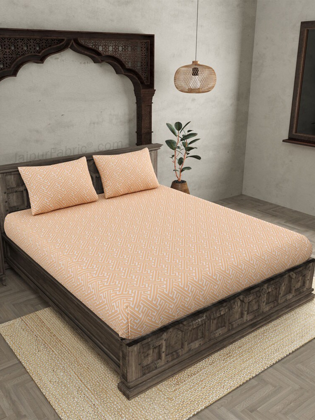 JAIPUR FABRIC Maze Illusive Peach Geometric Cotton 250 TC King Bedsheet & 2 Pillow Covers
JAIPUR FABRIC Maze Illusive Peach Geometric Cotton 250 TC King Bedsheet & 2 Pillow Covers