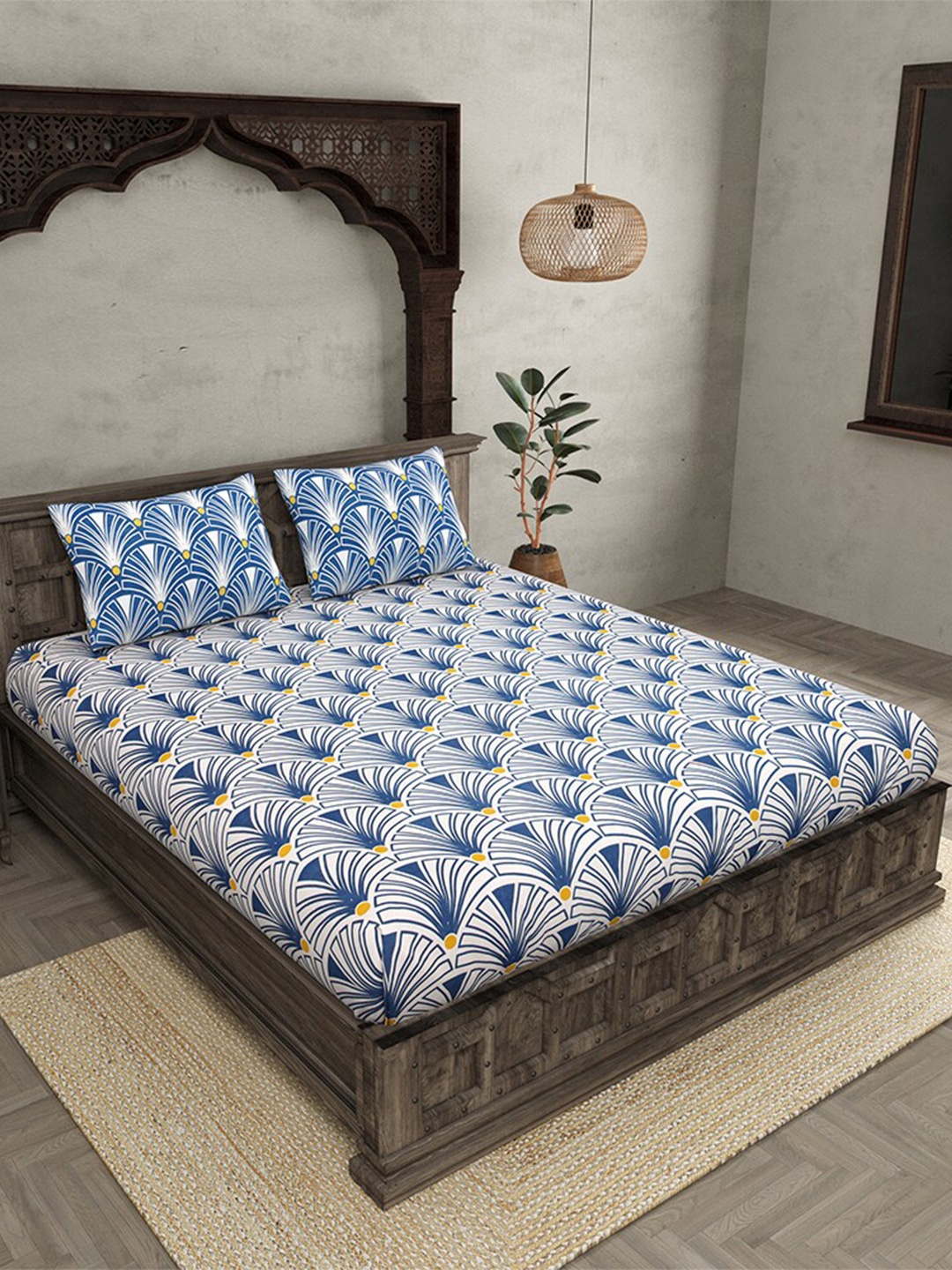 JAIPUR FABRIC Blue & White Ethnic Motifs 250 TC Cotton King Bedsheet with 2 Pillow Covers
JAIPUR FABRIC Blue & White Ethnic Motifs 250 TC Cotton King Bedsheet with 2 Pillow Covers