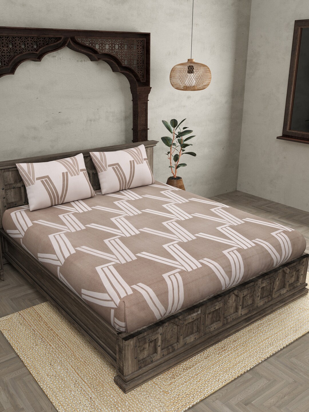 JAIPUR FABRIC Brown & Pink Geometric Cotton 250 TC King Bedsheet With 2 Pillow Covers
JAIPUR FABRIC Brown & Pink Geometric Cotton 250 TC King Bedsheet With 2 Pillow Covers