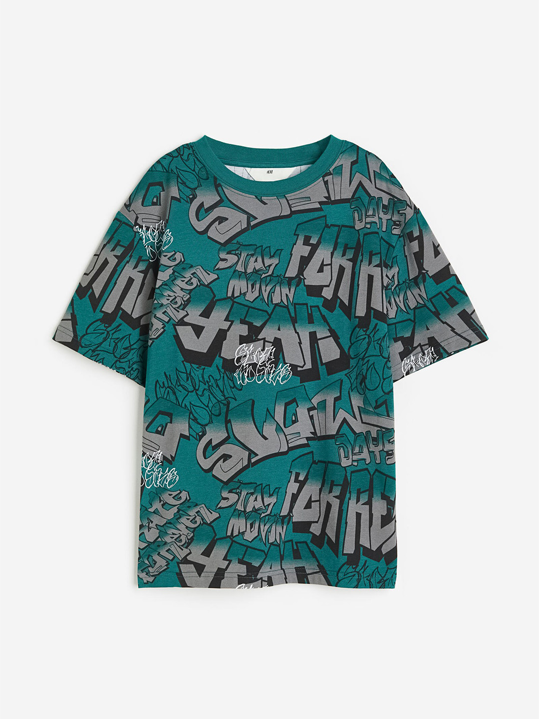 H&M Boys Printed Pure Cotton T-shirt, Green 
H&M Boys Printed Pure Cotton T-shirt, Green