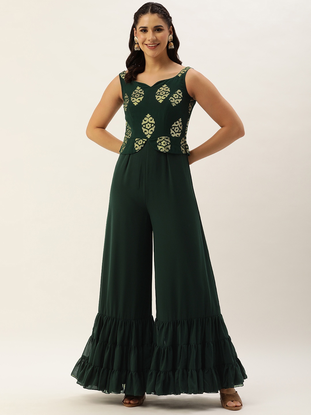 Ethnovog Embroidered Sequinned Sweetheart Neck Georgette Ethnic Culotte Jumpsuit, Green
Ethnovog Embroidered Sequinned Sweetheart Neck Georgette Ethnic Culotte Jumpsuit, Green