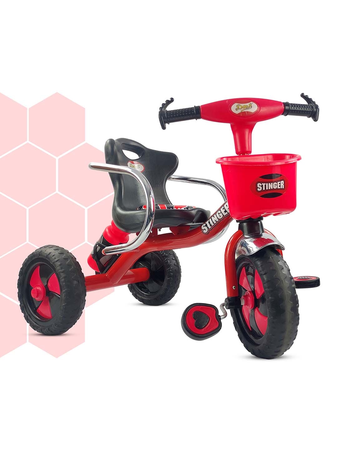 Dash Kids Tricycle With Comfortable Seat Sipper & Storage Basket, Red