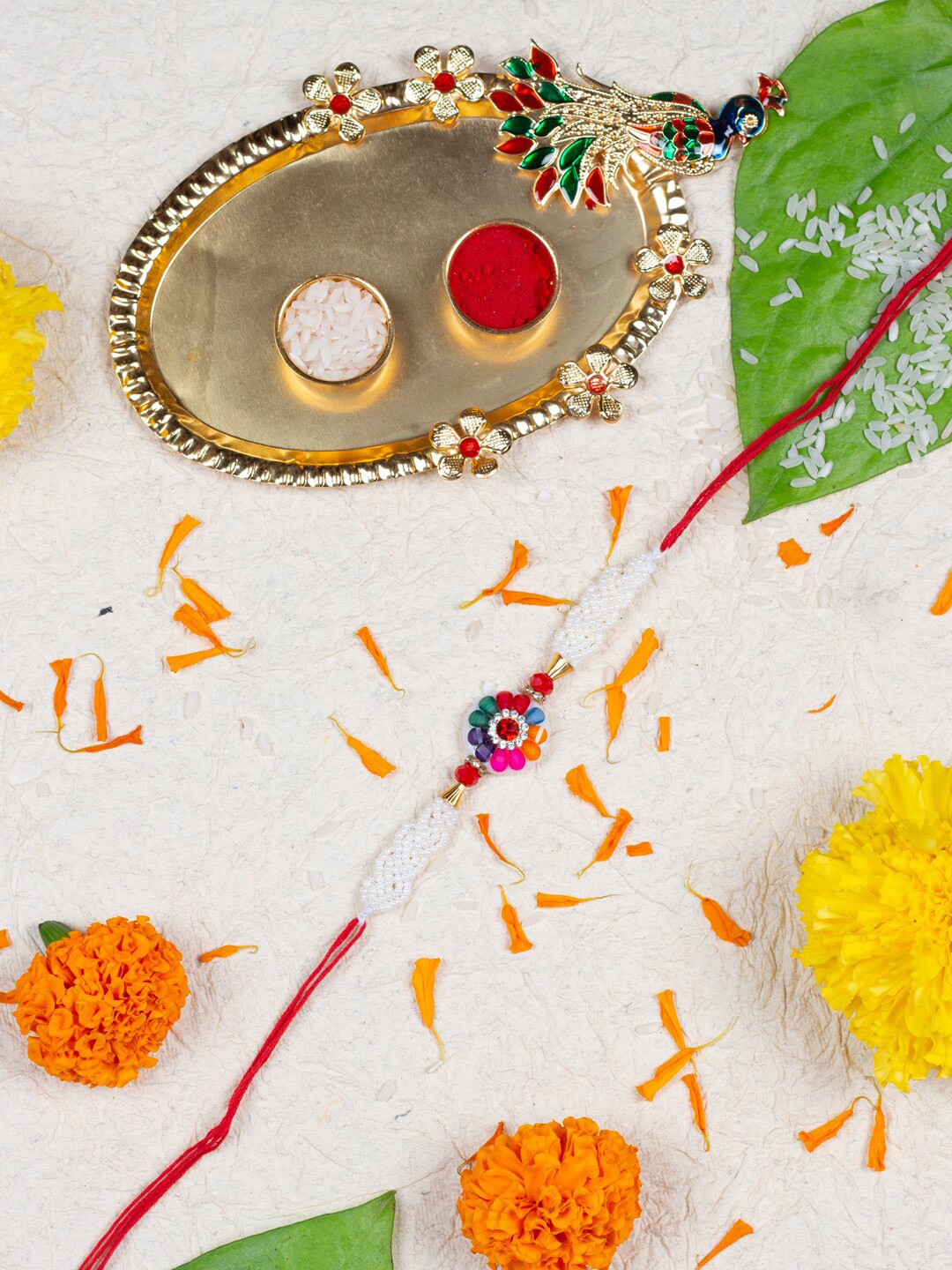 AccessHer Stone-Studded & Pearl Beaded Ethnic Charm Rakhi, White
AccessHer Stone-Studded & Pearl Beaded Ethnic Charm Rakhi, White