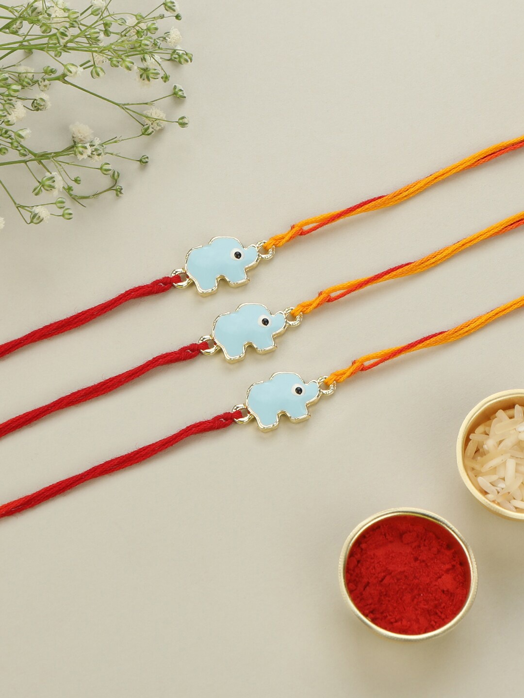 AccessHer Kids Set of 3 Enamel Elephant Thread Rakhi With Roli Rice & Greeting Card, Silver
AccessHer Kids Set of 3 Enamel Elephant Thread Rakhi With Roli Rice & Greeting Card, Silver