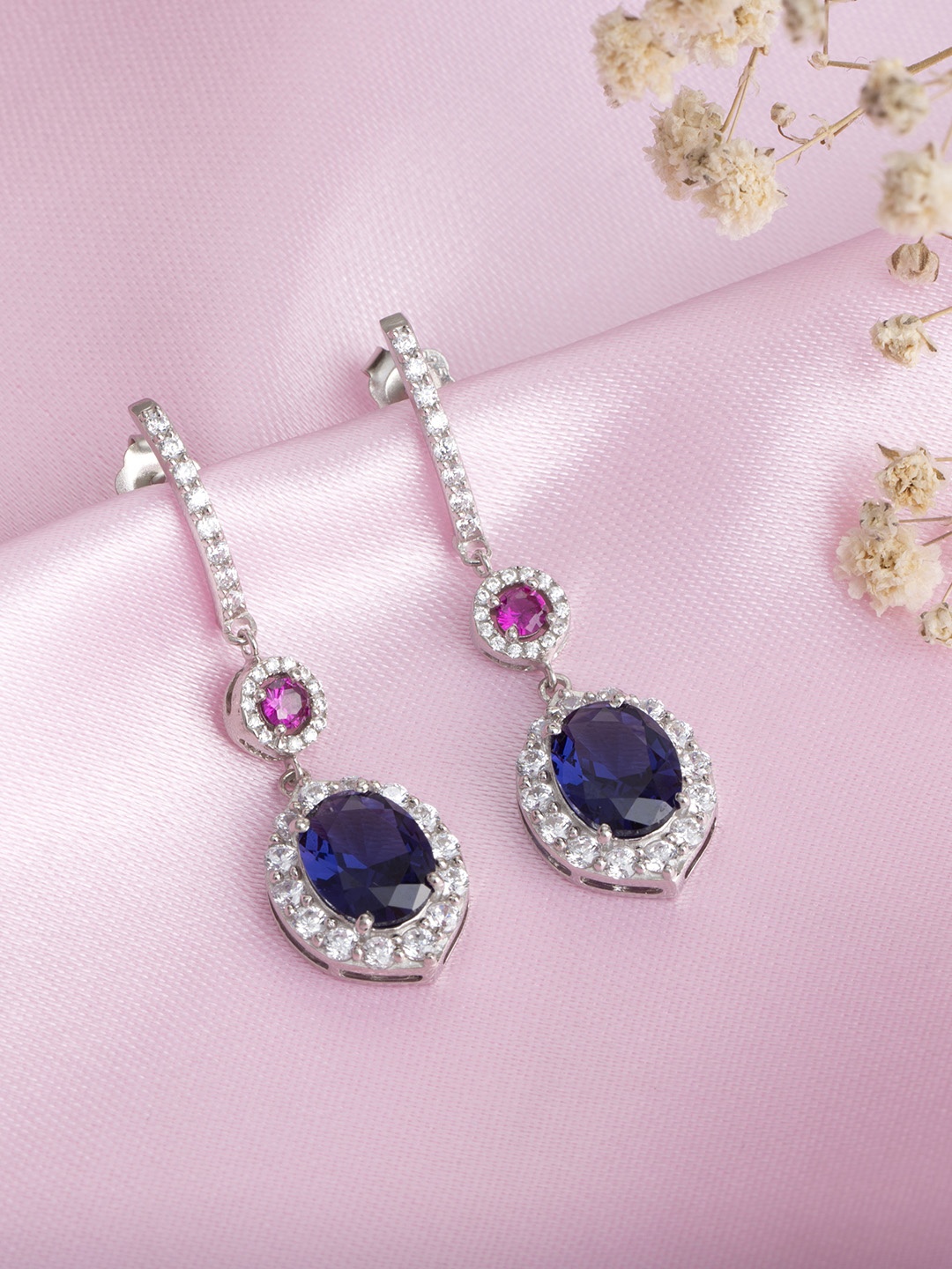 Zavya Rhodium-Plated 925 Pure Sterling Silver CZ Studded Teardrop Shaped Drop Earrings
Zavya Rhodium-Plated 925 Pure Sterling Silver CZ Studded Teardrop Shaped Drop Earrings