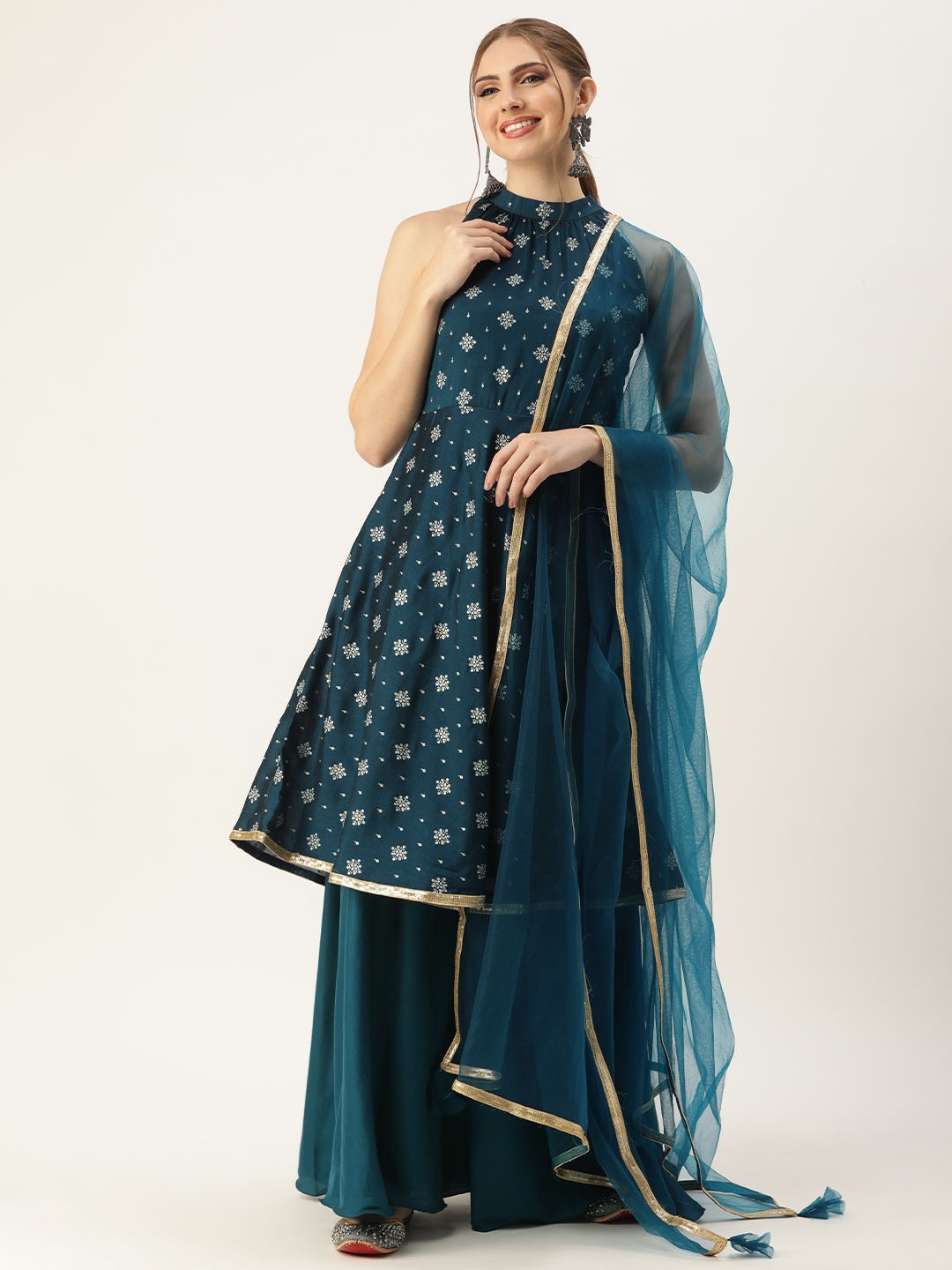 Ethnovog Women Ethnic Motifs Printed A-Line Gotta Patti Kurta with Sharara & With Dupatta, Blue
Ethnovog Women Ethnic Motifs Printed A-Line Gotta Patti Kurta with Sharara & With Dupatta, Blue