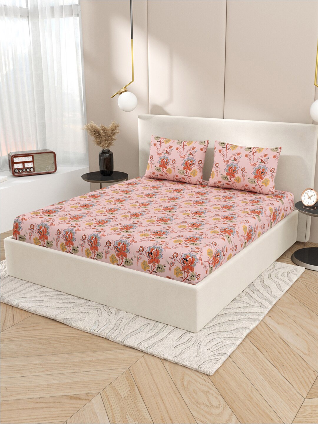 Gulaab Jaipur Pink & Blue Floral Cotton 400 TC Fitted King Bedsheet with 2 Pillow Covers
Gulaab Jaipur Pink & Blue Floral Cotton 400 TC Fitted King Bedsheet with 2 Pillow Covers