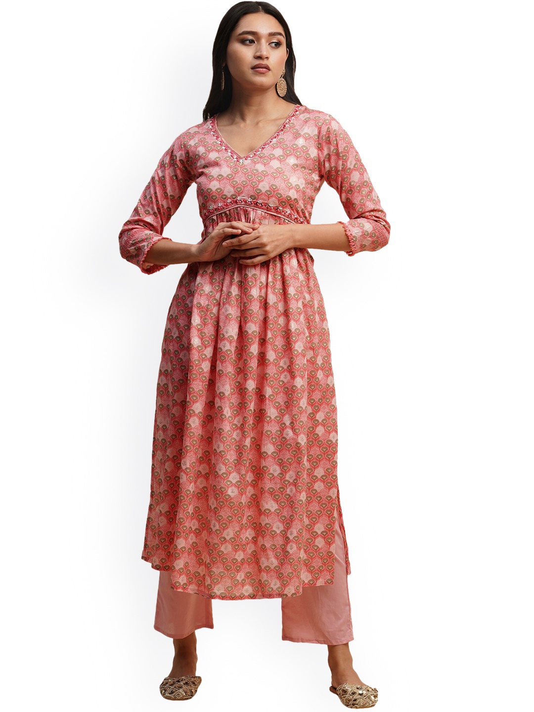 Nimayaa Floral Printed Thread Work Pure Cotton Kurta with Trousers & With Dupatta, Pink
Nimayaa Floral Printed Thread Work Pure Cotton Kurta with Trousers & With Dupatta, Pink