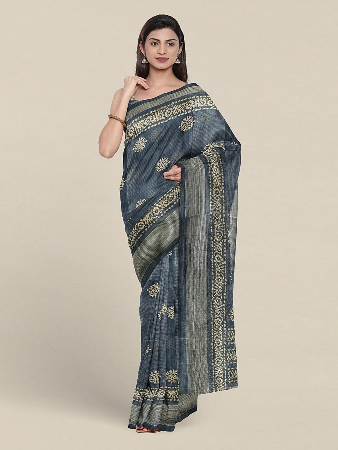 Pothys Ethnic Motifs Printed Saree, Blue