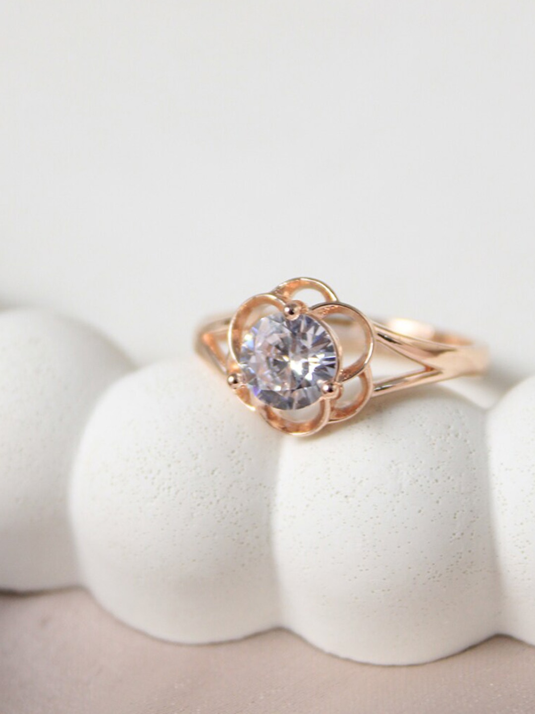 SALTY Gold-Plated Stone-Studded Finger Ring