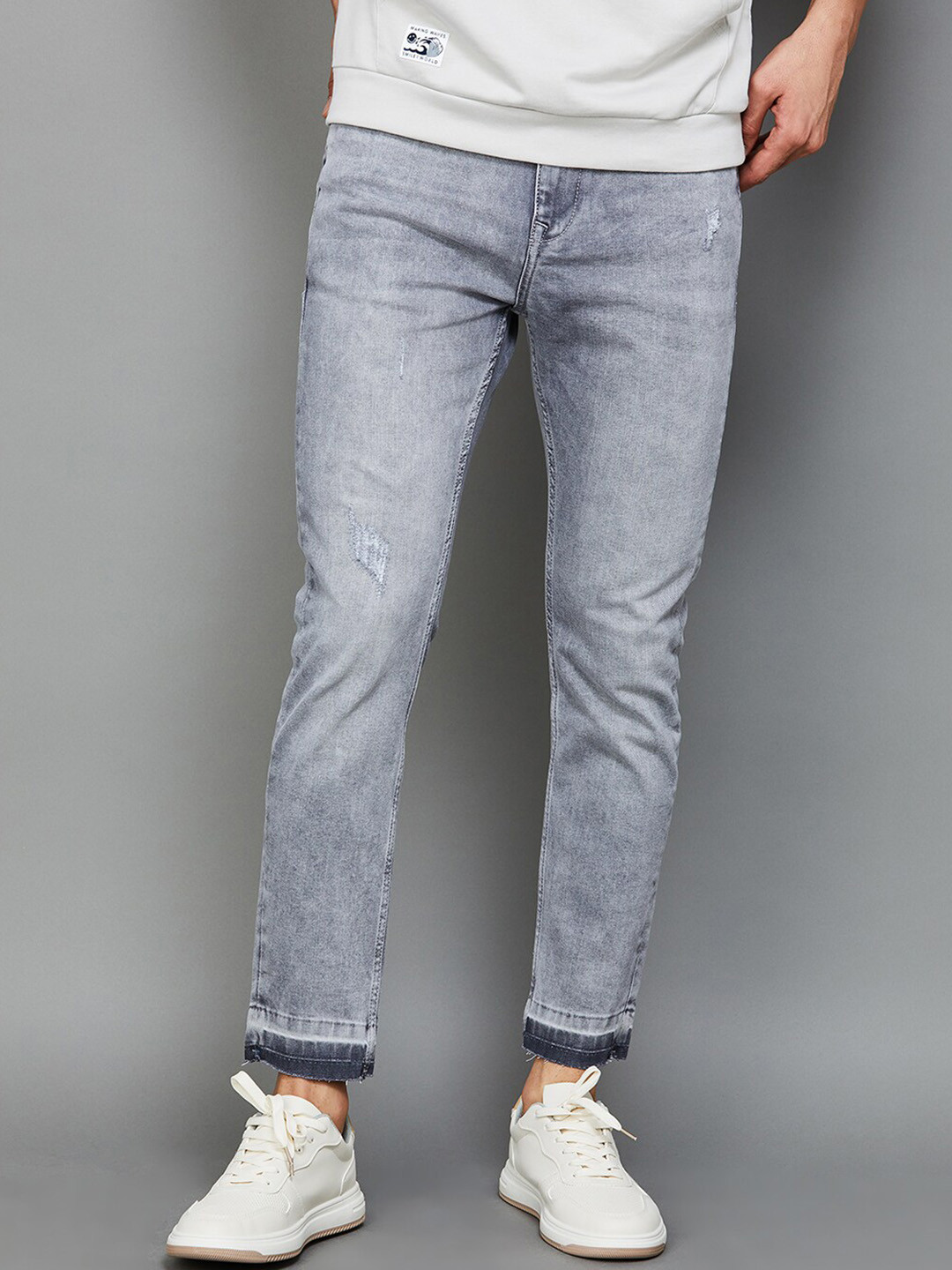 Forca by Lifestyle Men Heavy Fade Mildly Distressed Cotton Jeans, Grey 
Forca by Lifestyle Men Heavy Fade Mildly Distressed Cotton Jeans, Grey