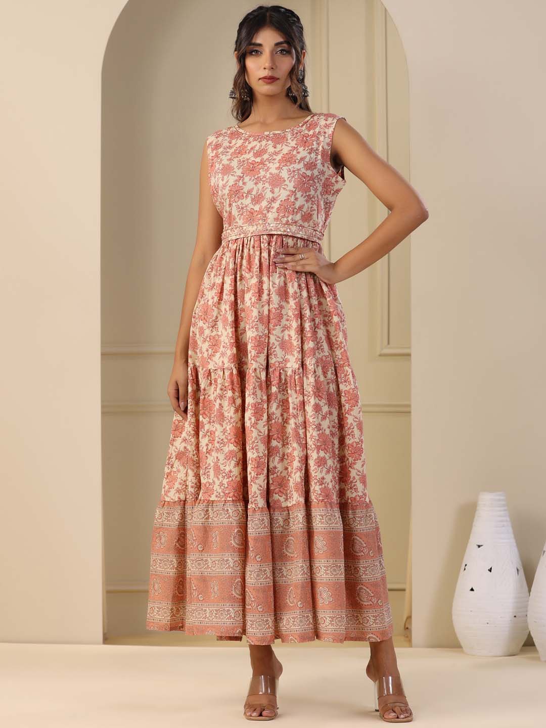 Meena Bazaar Floral Printed Embellished & Tie Up Cotton Fit & Flare Ethnic Dress, Beige
Meena Bazaar Floral Printed Embellished & Tie Up Cotton Fit & Flare Ethnic Dress, Beige