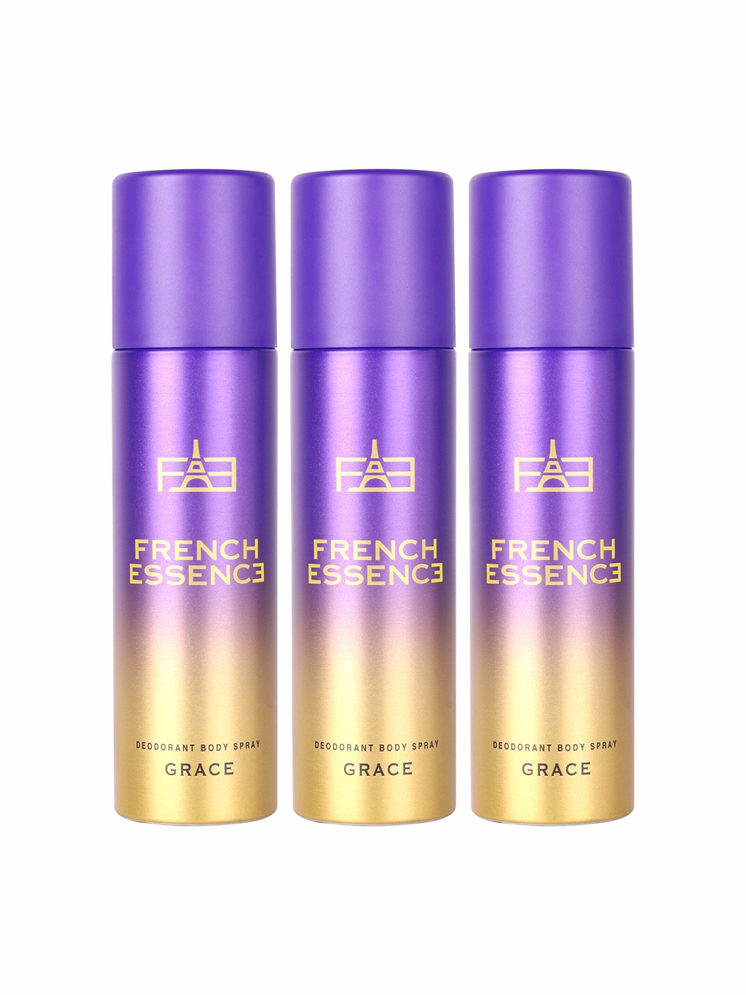 FRENCH ESSENCE Women Set Of 3 Grace Long Lasting Deodorant Body Spray - 150ml Each, Purple
FRENCH ESSENCE Women Set Of 3 Grace Long Lasting Deodorant Body Spray - 150ml Each, Purple