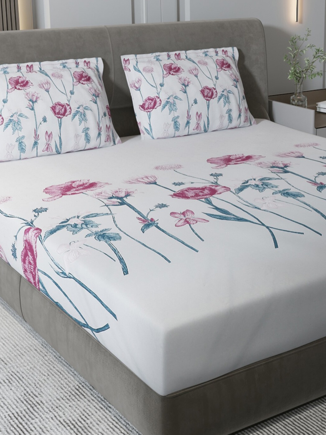 Monte Carlo White & Blue Floral Pure Cotton 140 TC King Bedsheet With 2 Pillow Covers
Monte Carlo White & Blue Floral Pure Cotton 140 TC King Bedsheet With 2 Pillow Covers