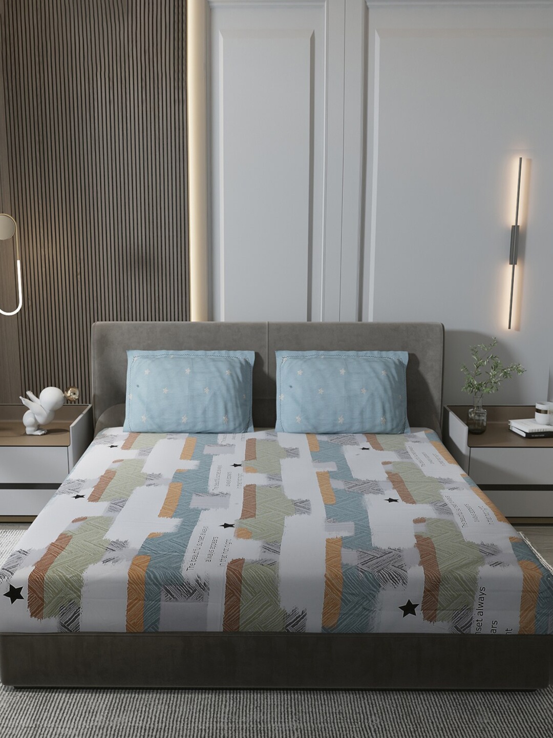 Monte Carlo Off White & Blue Abstract Pure Cotton 200 TC Queen Bedsheet & 2 Pillow Covers
Monte Carlo Off White & Blue Abstract Pure Cotton 200 TC Queen Bedsheet & 2 Pillow Covers