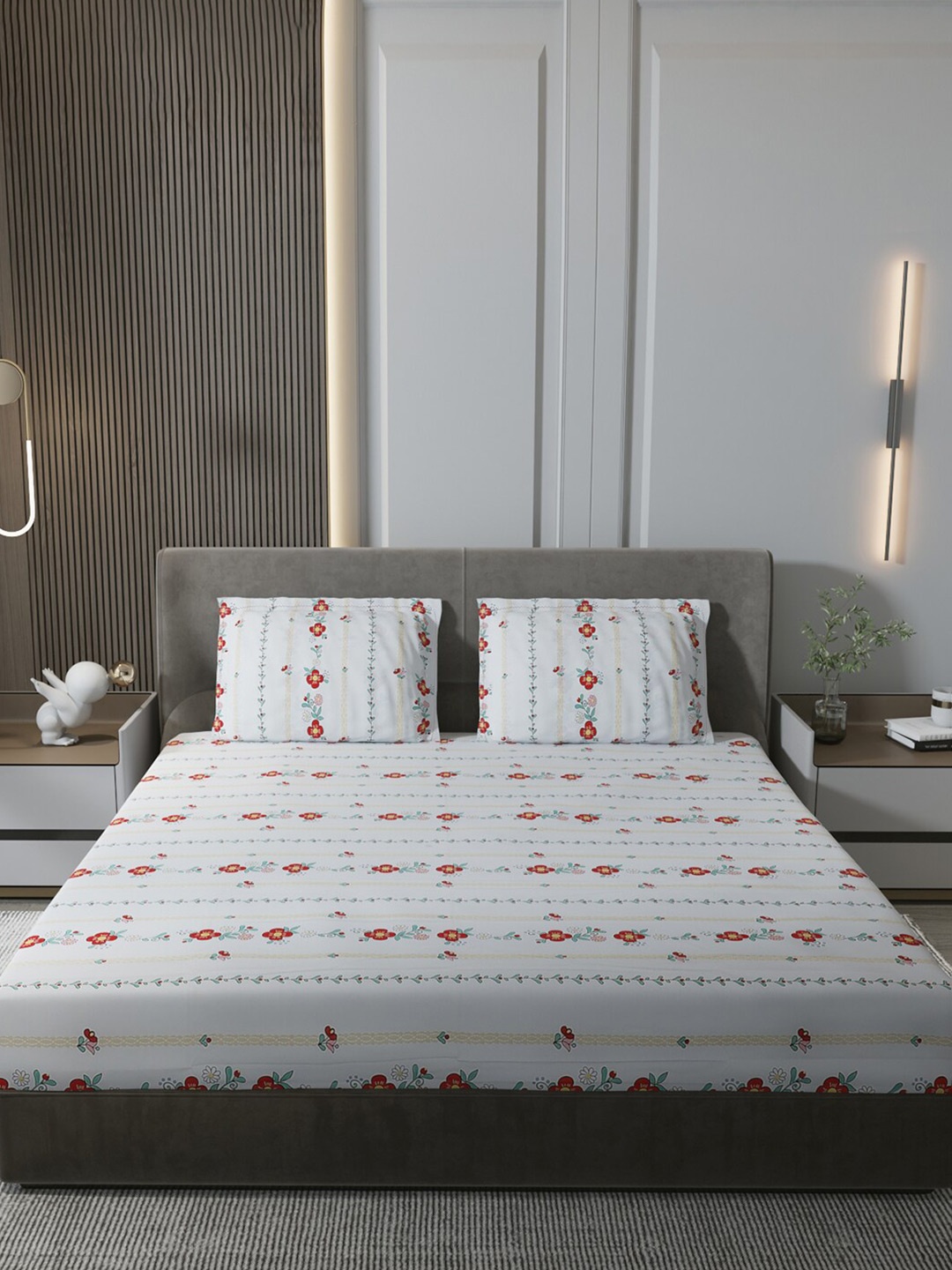 Monte Carlo Off White & Red Floral Pure Cotton 200 TC Queen Bedsheet With 2 Pillow Covers
Monte Carlo Off White & Red Floral Pure Cotton 200 TC Queen Bedsheet With 2 Pillow Covers