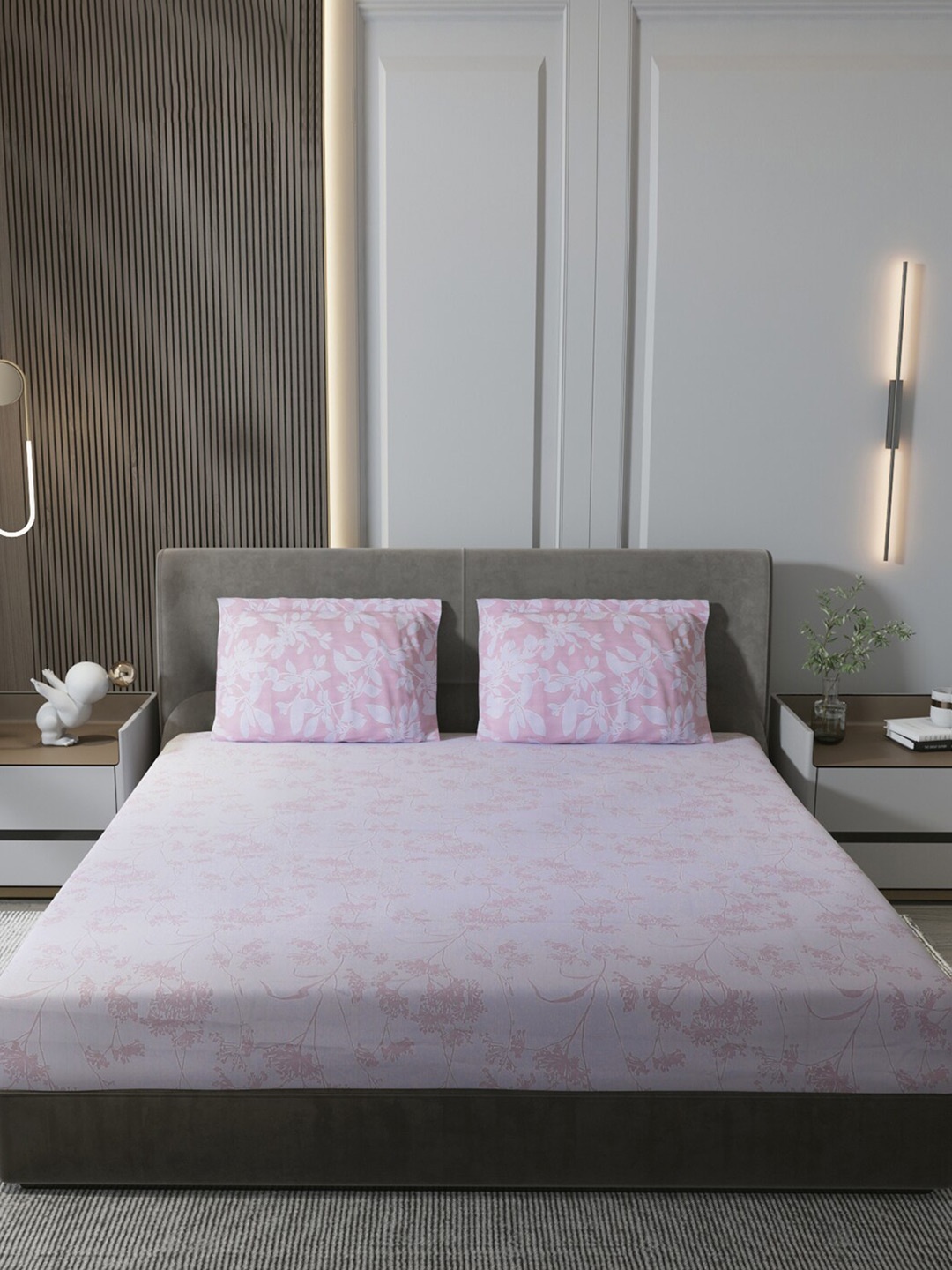 Monte Carlo Armania White & Pink Pure Cotton 210 TC King Bedsheet with 2 Pillow Covers
Monte Carlo Armania White & Pink Pure Cotton 210 TC King Bedsheet with 2 Pillow Covers