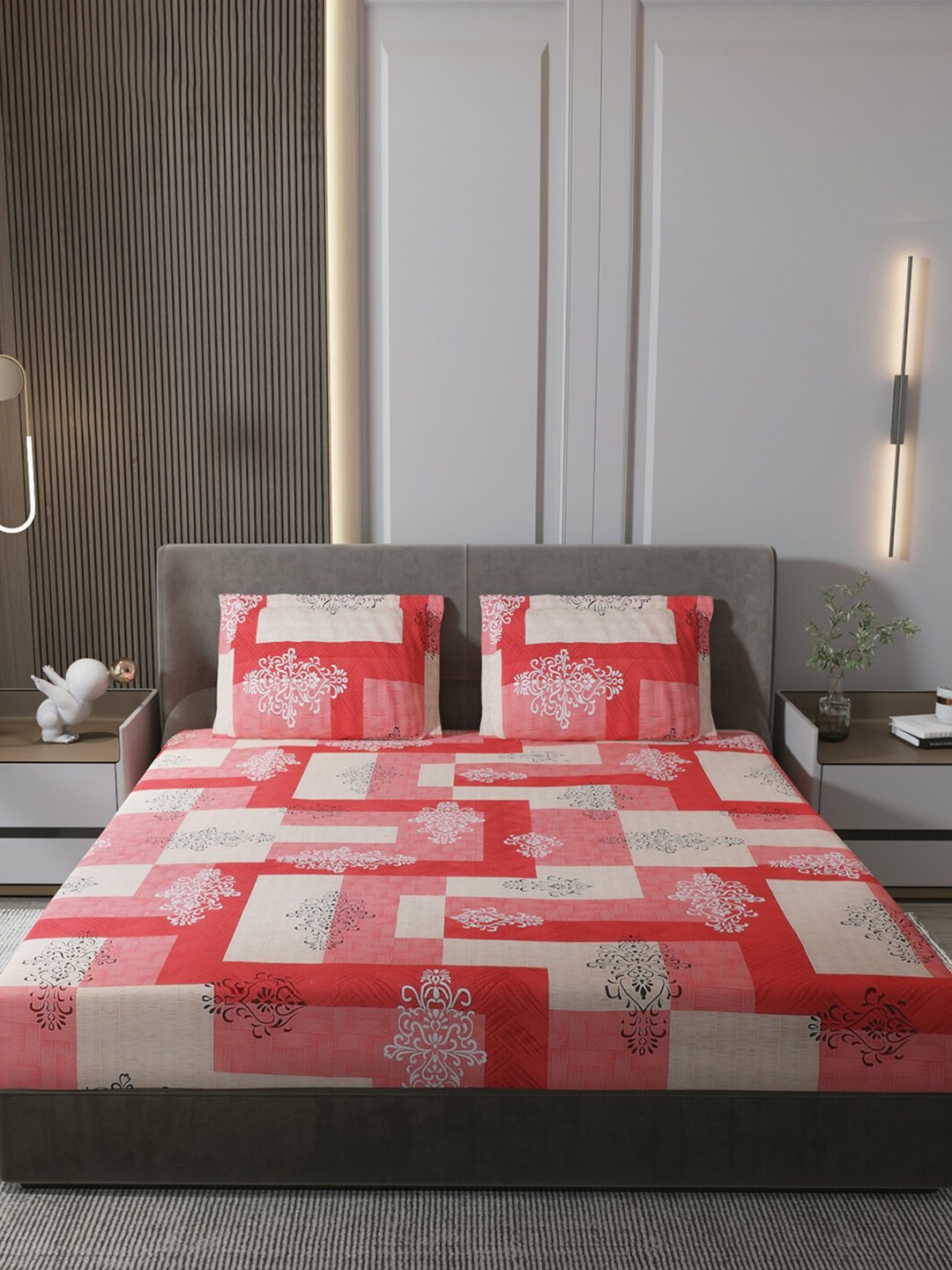 Monte Carlo Lucy Red Geometric Pure Cotton 140 TC King Bedsheet with 2 Pillow Covers
Monte Carlo Lucy Red Geometric Pure Cotton 140 TC King Bedsheet with 2 Pillow Covers