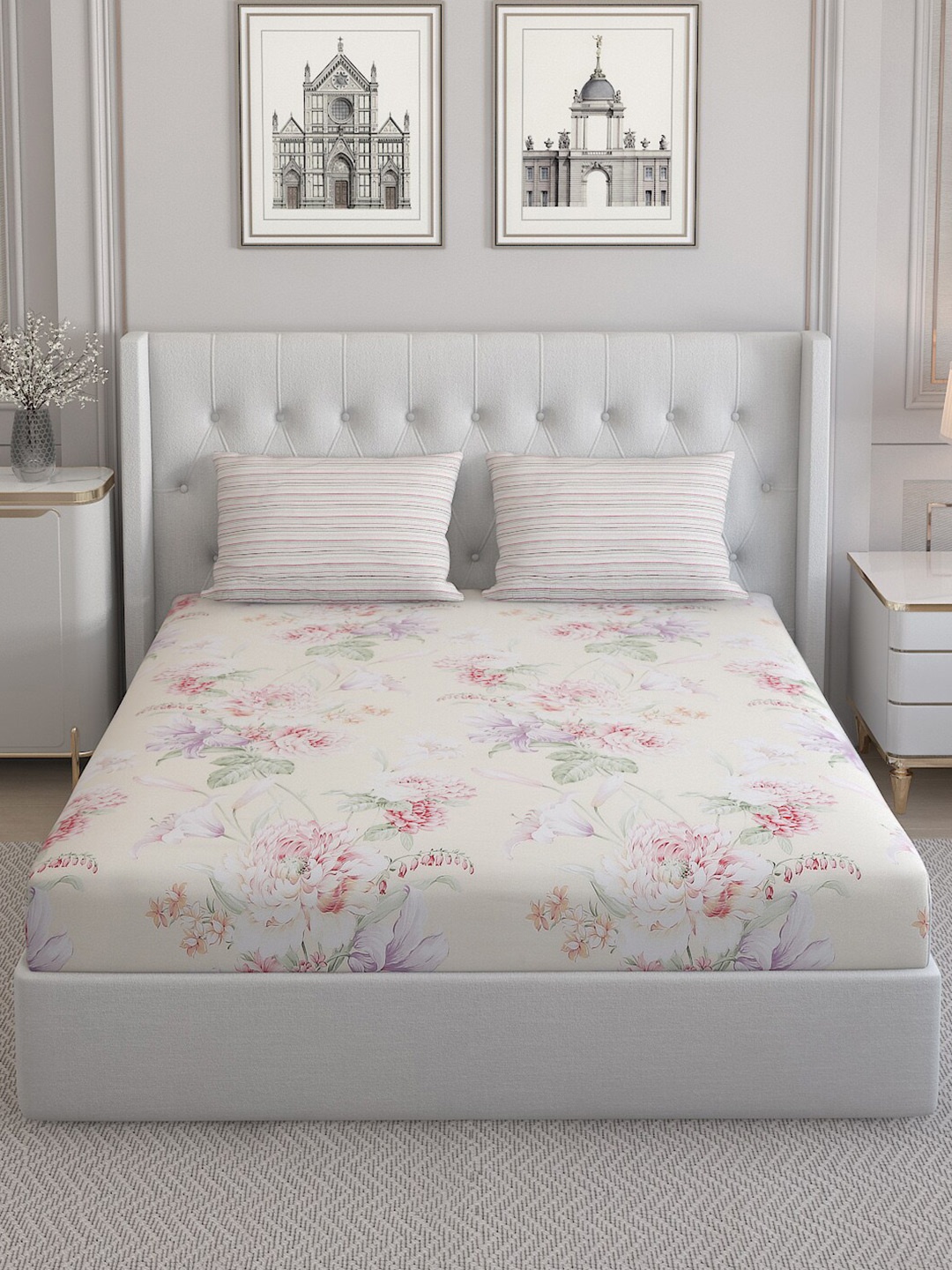 Monte Carlo Lovenia Beige Floral Pure Cotton 200 TC Queen Bedsheet with 2 Pillow Covers
Monte Carlo Lovenia Beige Floral Pure Cotton 200 TC Queen Bedsheet with 2 Pillow Covers