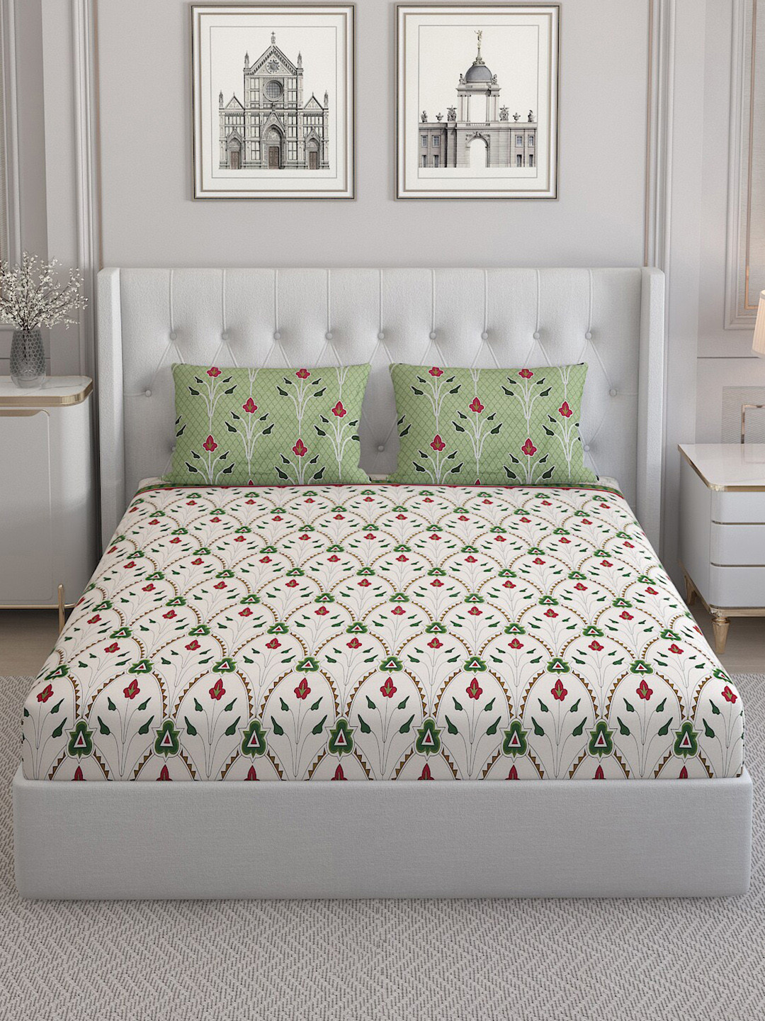 Monte Carlo Persia Beige Printed Cotton 144 TC King Bedsheet With 2 Pillow Covers
Monte Carlo Persia Beige Printed Cotton 144 TC King Bedsheet With 2 Pillow Covers
