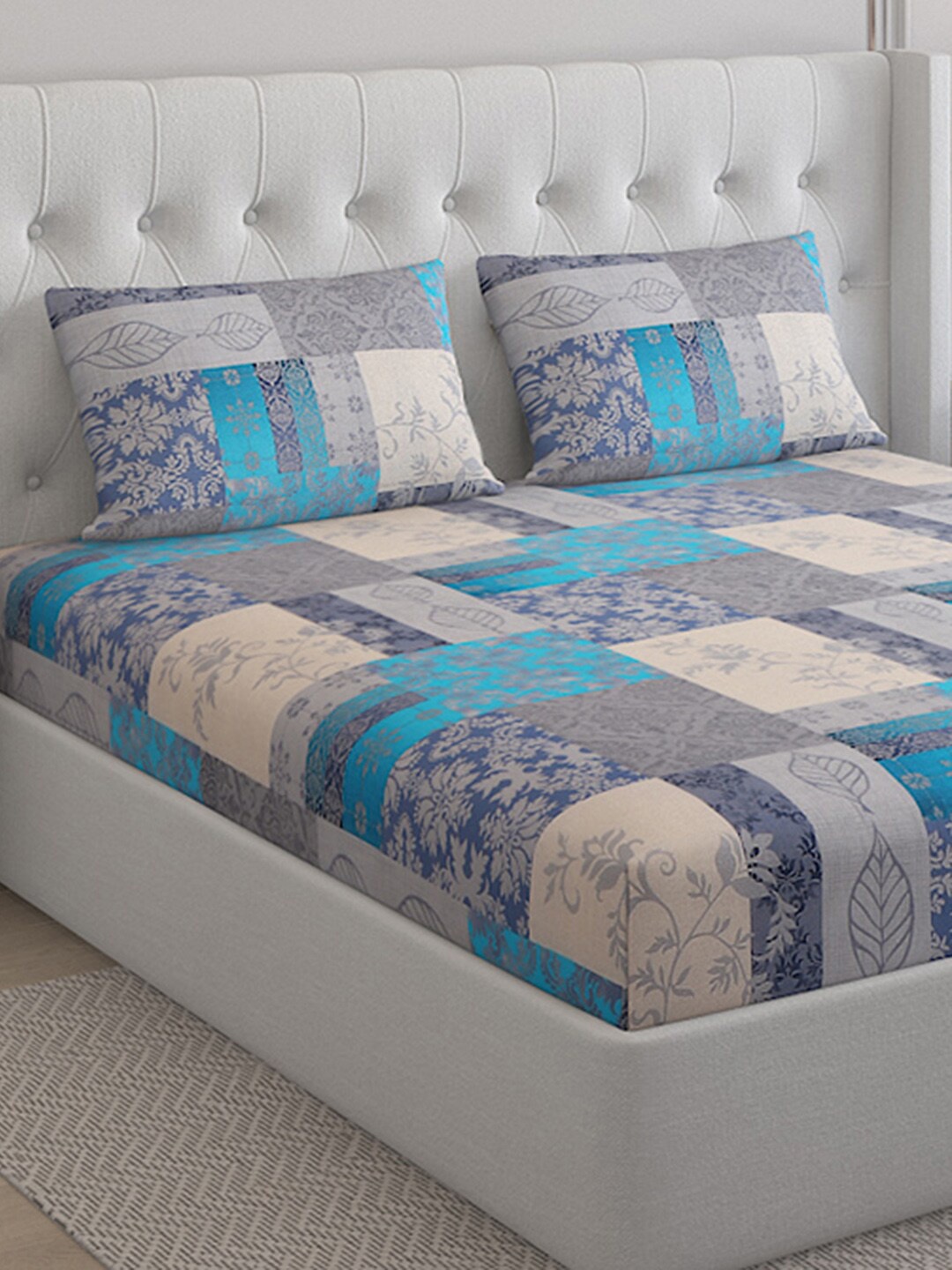 Monte Carlo Lucy Blue Ethnic Motifs 140 TC Cotton King Bedsheet with 2 Pillow Covers, Grey
Monte Carlo Lucy Blue Ethnic Motifs 140 TC Cotton King Bedsheet with 2 Pillow Covers, Grey