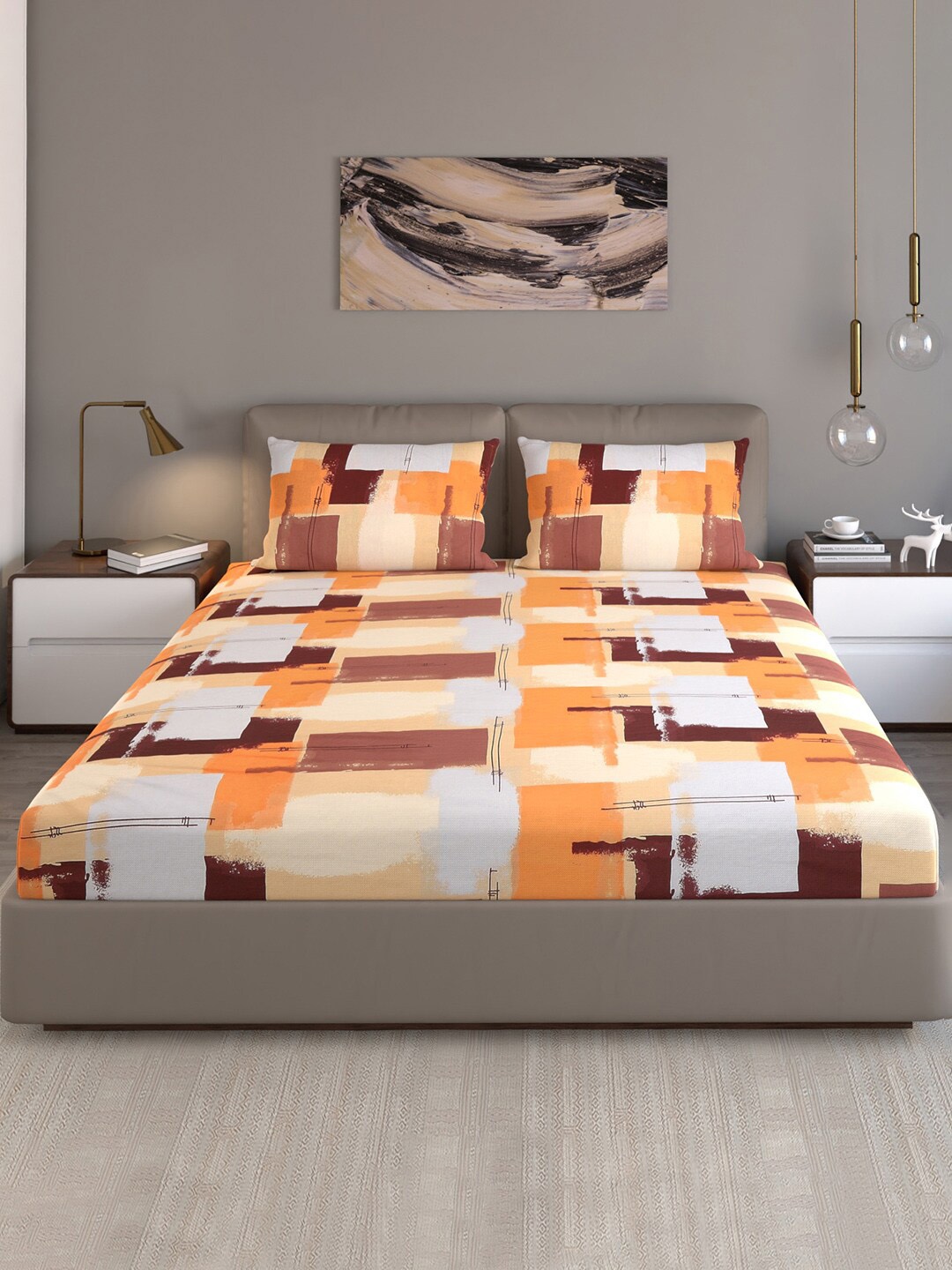 Monte Carlo Cameron Orange & White 140 TC Cotton Queen Bedsheet with 2 Pillow Covers
Monte Carlo Cameron Orange & White 140 TC Cotton Queen Bedsheet with 2 Pillow Covers
