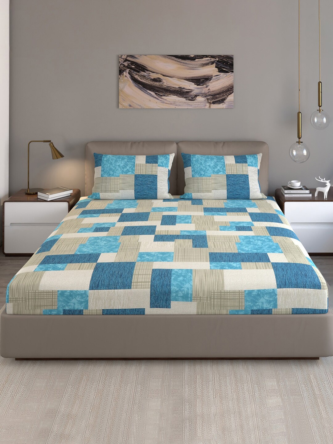 Monte Carlo Cameron Blue Geometric 140 TC Cotton Queen Bedsheet with 2 Pillow Covers
Monte Carlo Cameron Blue Geometric 140 TC Cotton Queen Bedsheet with 2 Pillow Covers