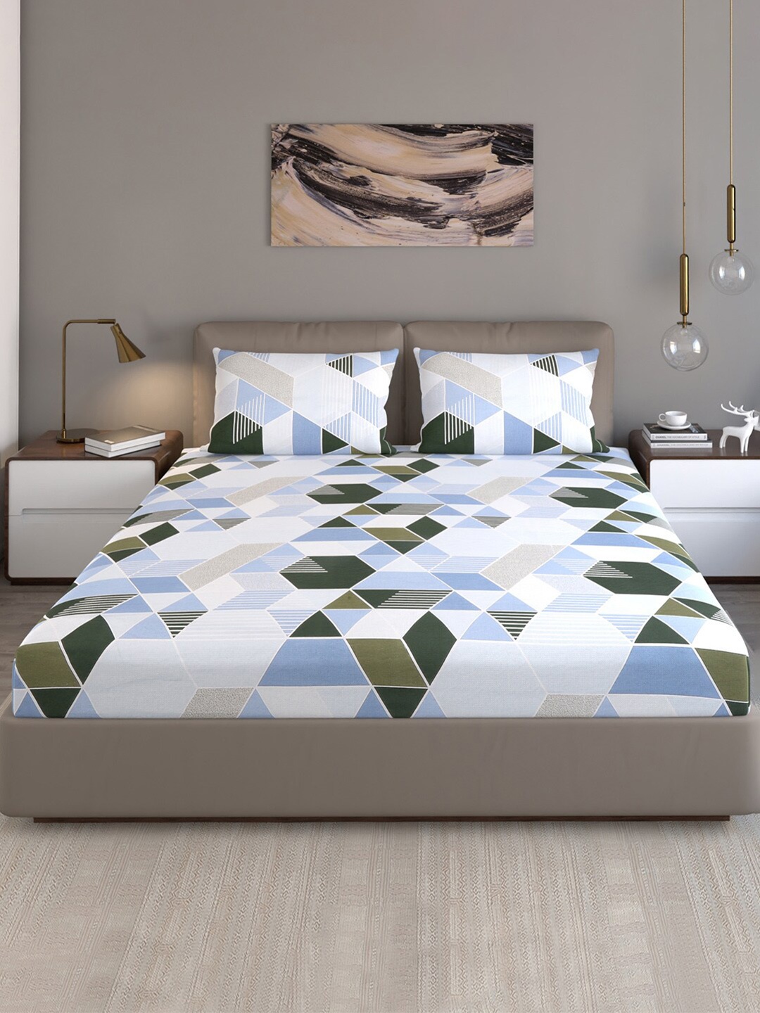 Monte Carlo Blue & Black Geometric Pure Cotton 120 TC Queen Bedsheet With 2 Pillow Covers
Monte Carlo Blue & Black Geometric Pure Cotton 120 TC Queen Bedsheet With 2 Pillow Covers