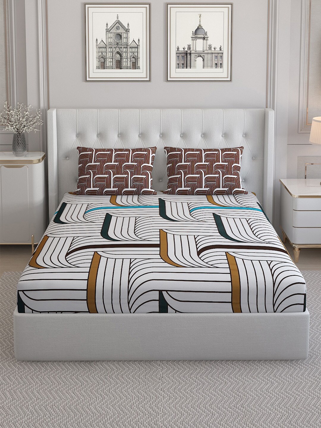 Monte Carlo White & Black Geometric Pure Cotton 152 TC King Bedsheet With 2 Pillow Covers
Monte Carlo White & Black Geometric Pure Cotton 152 TC King Bedsheet With 2 Pillow Covers