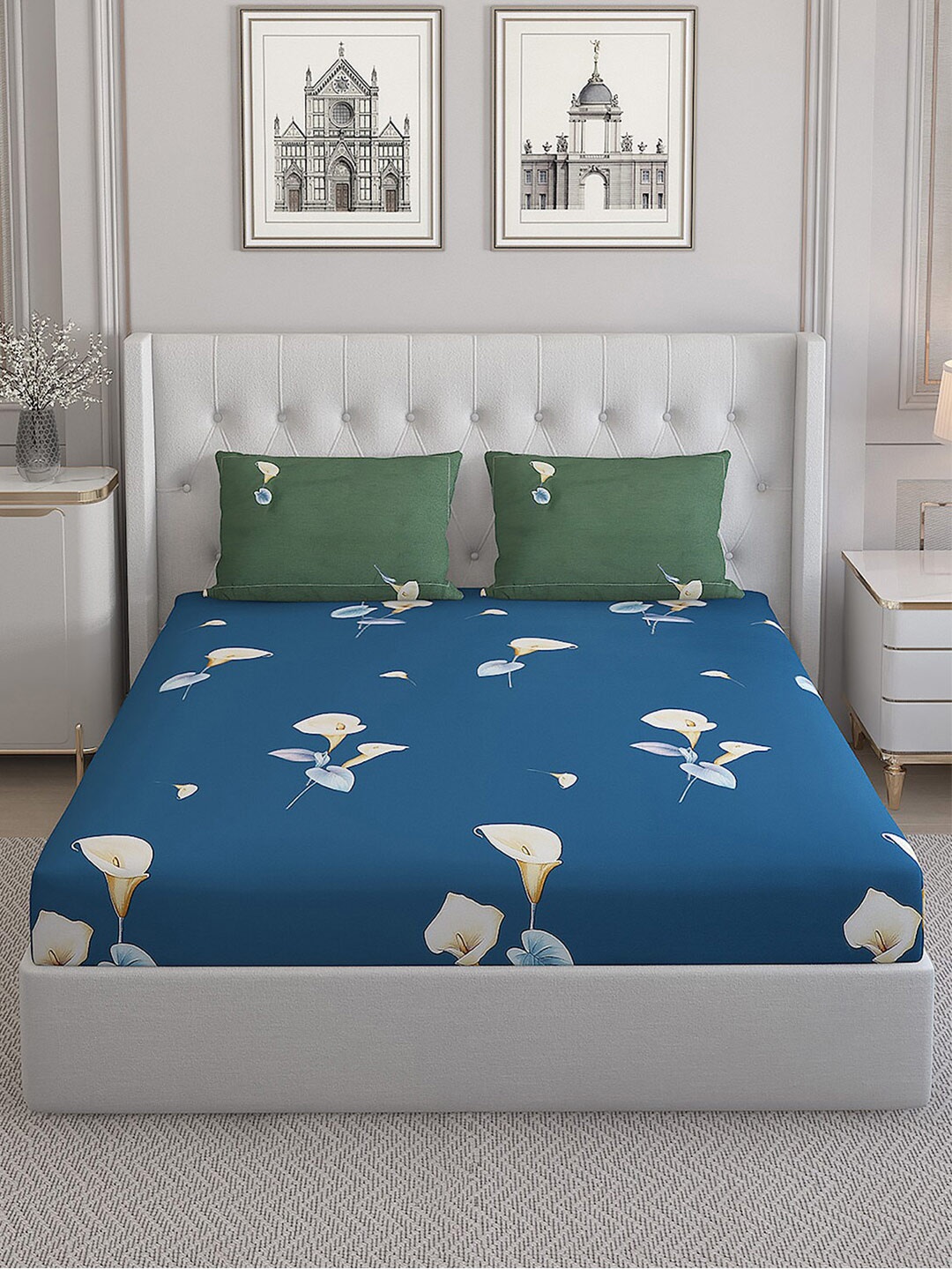 Monte Carlo Blue & Green Floral Pure Cotton 200 TC Queen Bedsheet With 2 Pillow Covers
Monte Carlo Blue & Green Floral Pure Cotton 200 TC Queen Bedsheet With 2 Pillow Covers
