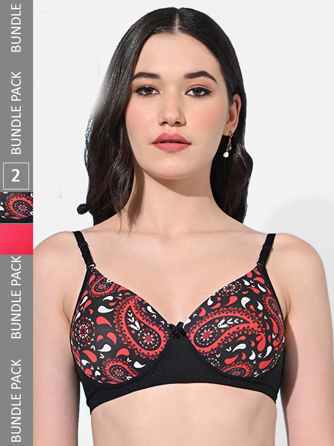 FIMS Pack Of 2 Floral Printed Full Coverage Lightly Padded Bra With All Day Comfort, Black
FIMS Pack Of 2 Floral Printed Full Coverage Lightly Padded Bra With All Day Comfort, Black