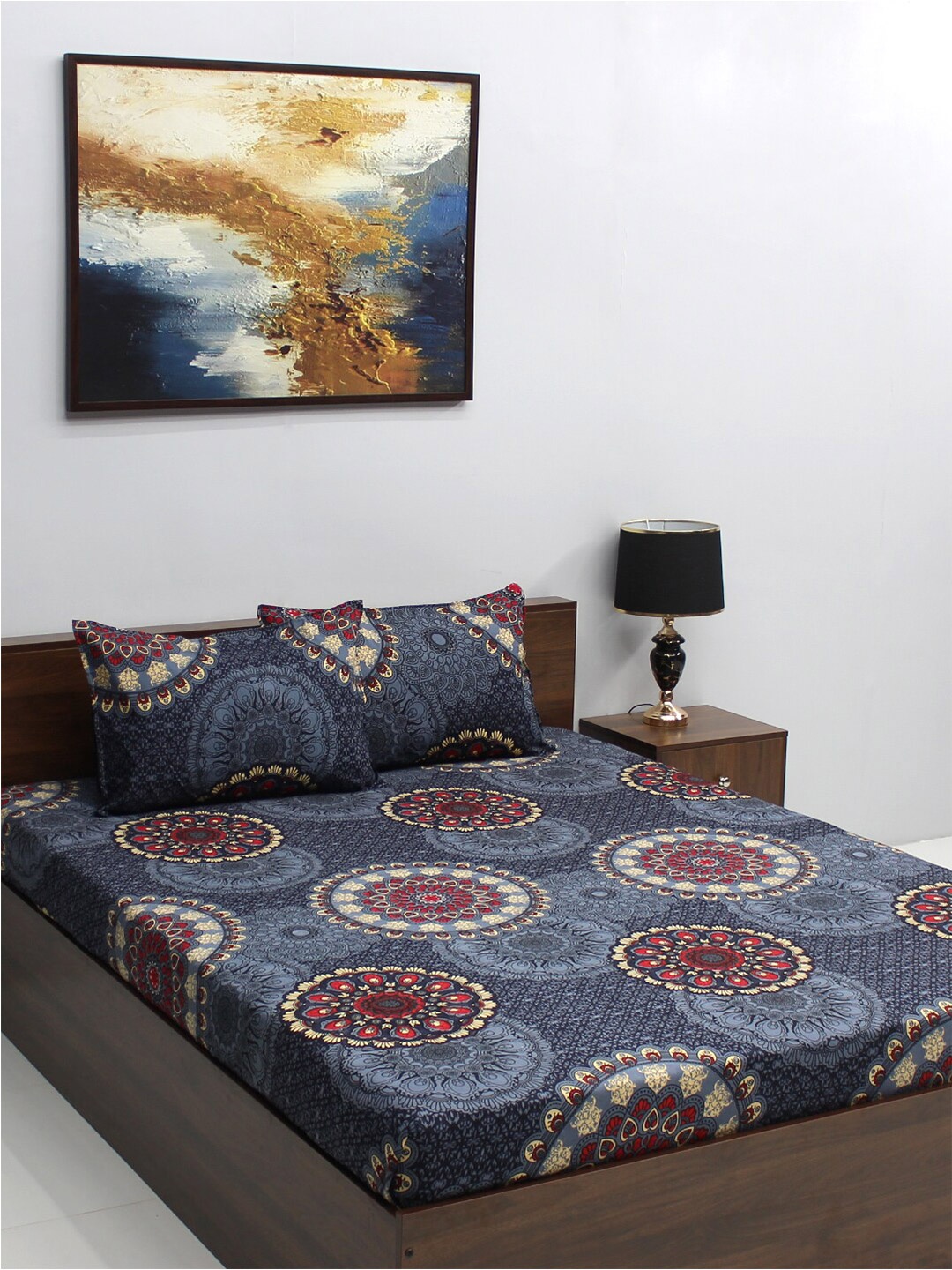 Raymond Home Serene Navy Blue Printed Microfiber 164 TC Queen Bedsheet & 2 Pillow Covers
Raymond Home Serene Navy Blue Printed Microfiber 164 TC Queen Bedsheet & 2 Pillow Covers