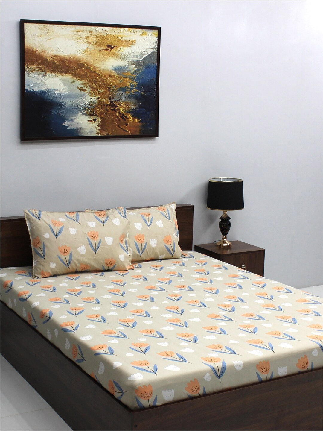 Raymond Home Serene Grey & Peach Floral Microfiber 164 TC Queen Bedsheet & 2 Pillow Covers
Raymond Home Serene Grey & Peach Floral Microfiber 164 TC Queen Bedsheet & 2 Pillow Covers