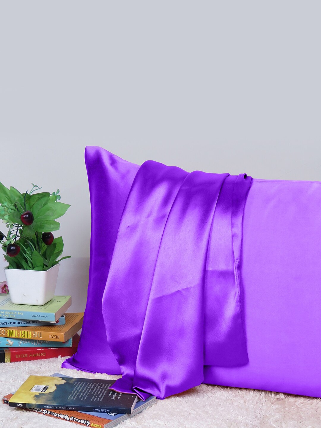 OUSSUM Riara Violet Satin Rectangular Pillow Cover