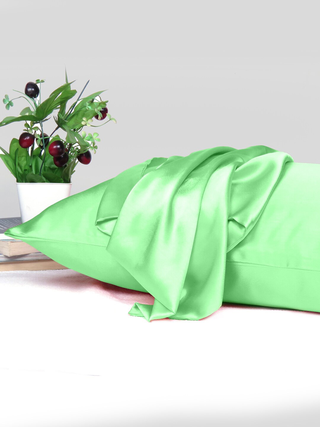 OUSSUM Riara Patina Green Satin Rectangular Pillow Cover