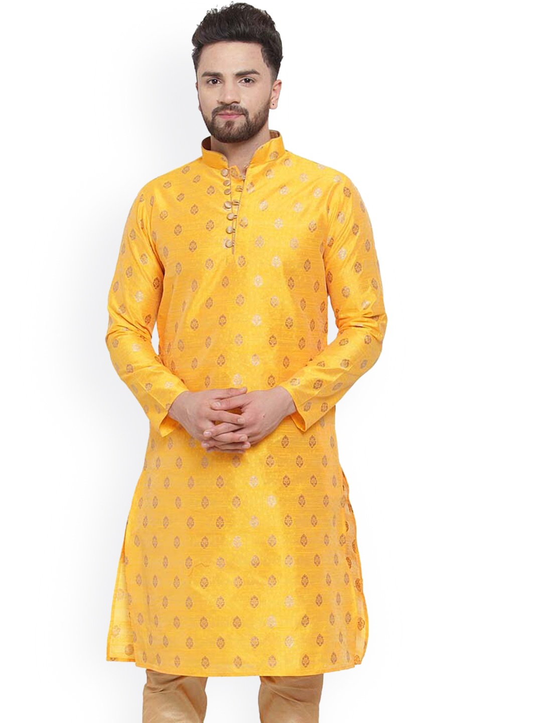 Sydney Heights Ethnic Motifs Woven Design Jacquard Weave Art Silk Straight Kurta, Yellow
Sydney Heights Ethnic Motifs Woven Design Jacquard Weave Art Silk Straight Kurta, Yellow
