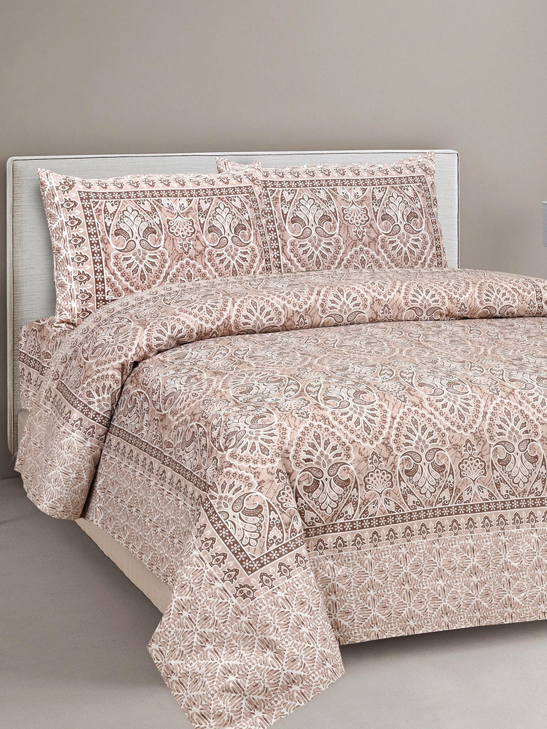 Lali Prints Brown & White Ethnic Motifs Cotton 180 TC King Bedsheet with 2 Pillow Covers
Lali Prints Brown & White Ethnic Motifs Cotton 180 TC King Bedsheet with 2 Pillow Covers