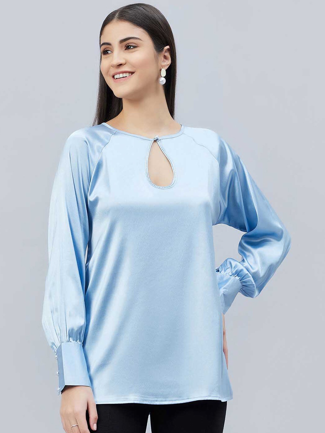 First Resort by Ramola Bachchan Classic Keyhole Neck Cuffed Sleeves Gathered Regular Top, Blue
First Resort by Ramola Bachchan Classic Keyhole Neck Cuffed Sleeves Gathered Regular Top, Blue