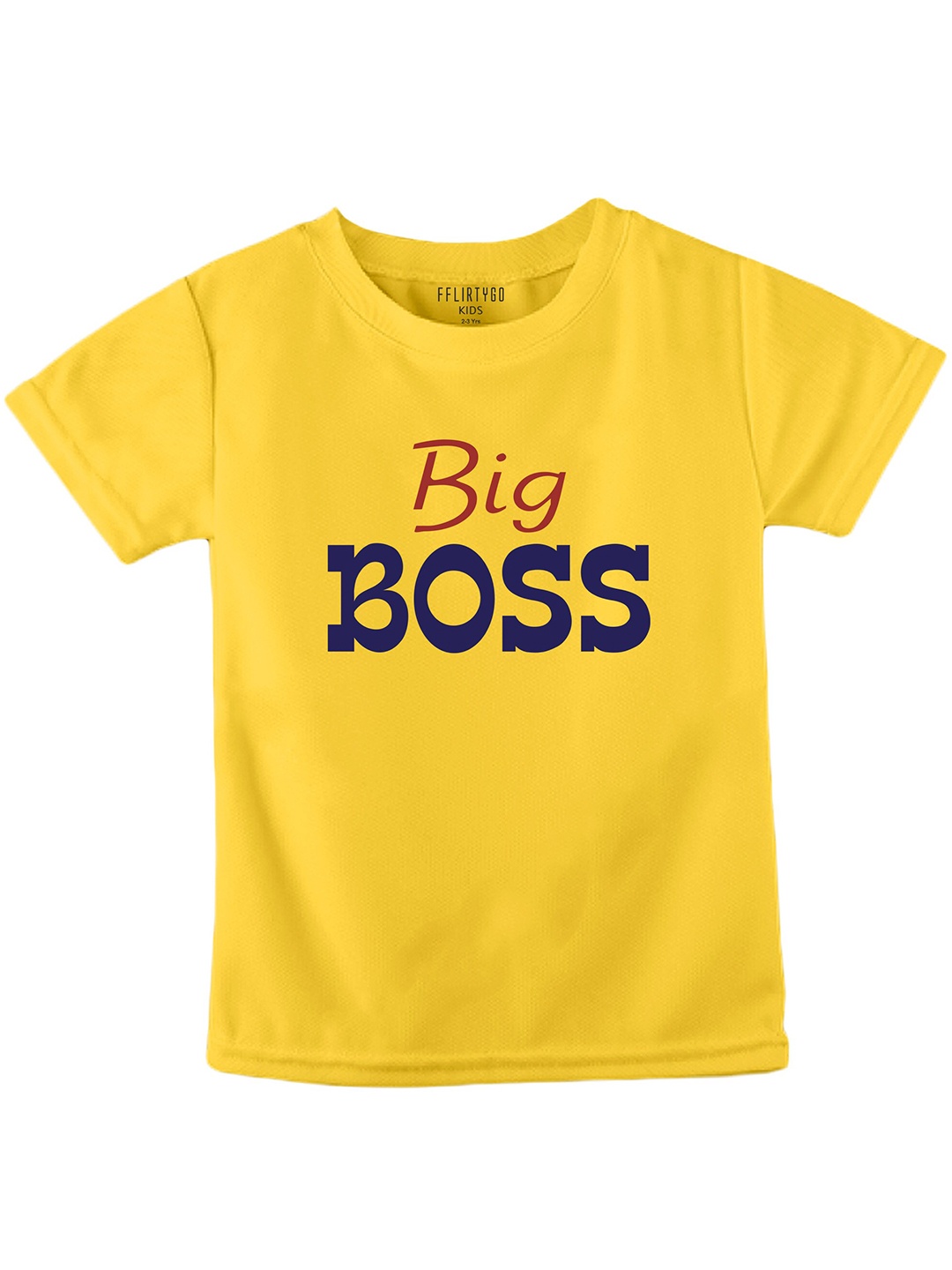 FFLIRTYGO Kids Typography Printed Cotton T-Shirt, Yellow