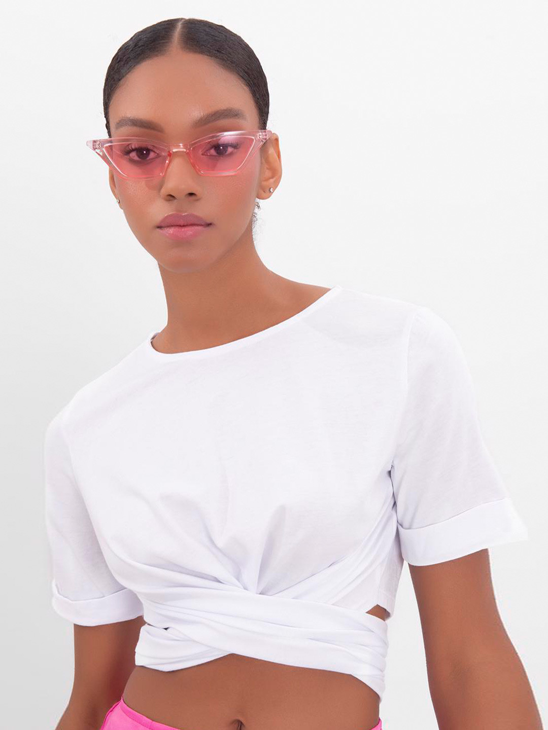 PRET A TUER Round Neck Cut-outs Cotton Crop Top, White
PRET A TUER Round Neck Cut-outs Cotton Crop Top, White
